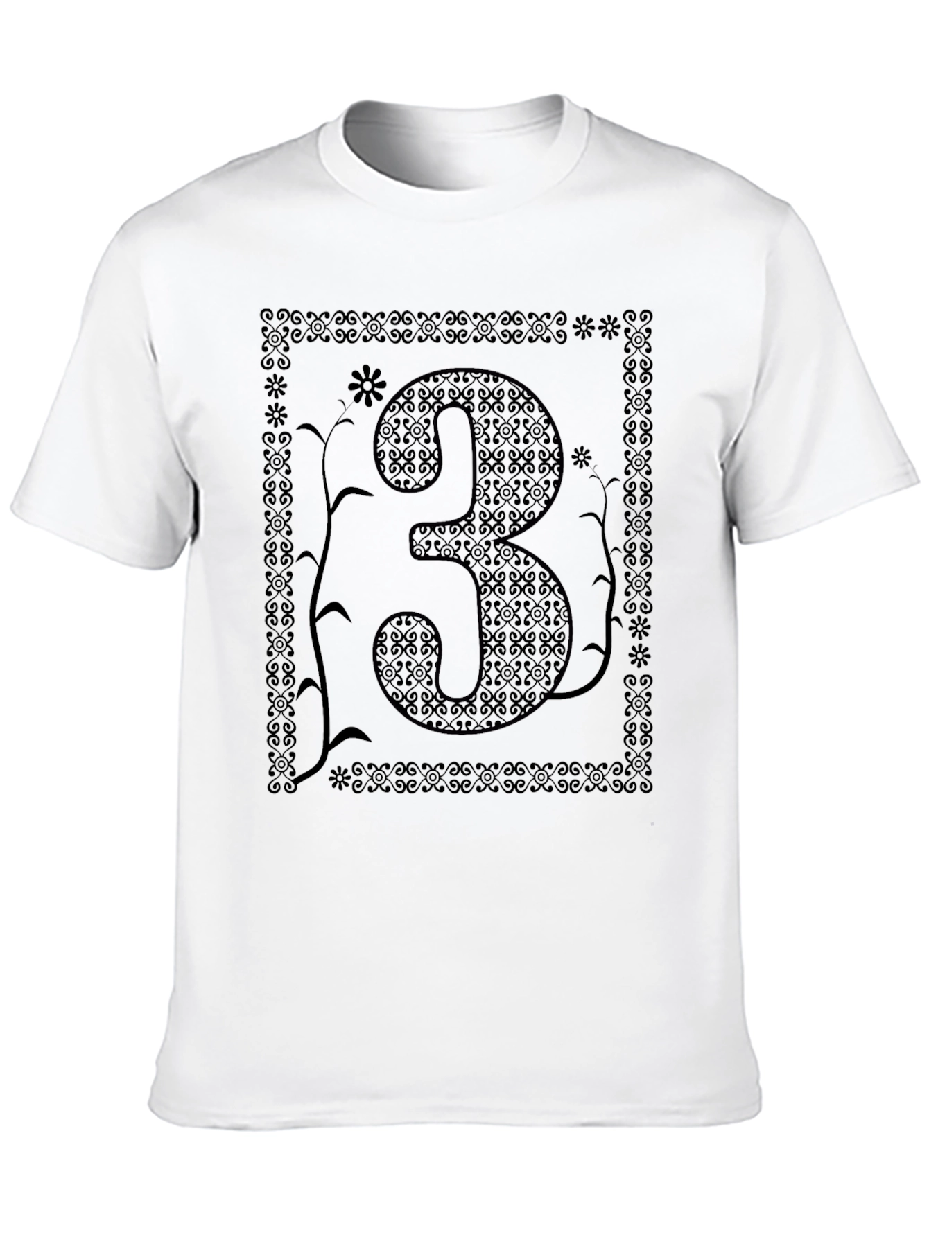 Abstract Number 3 Graphic T-Shirt - Black