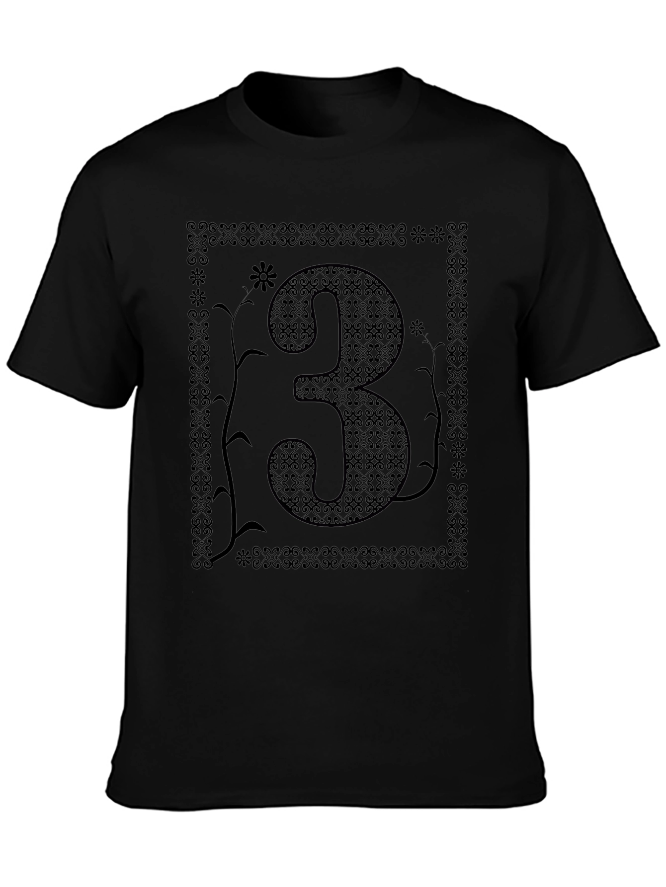 Abstract Number 3 Graphic T-Shirt - Black