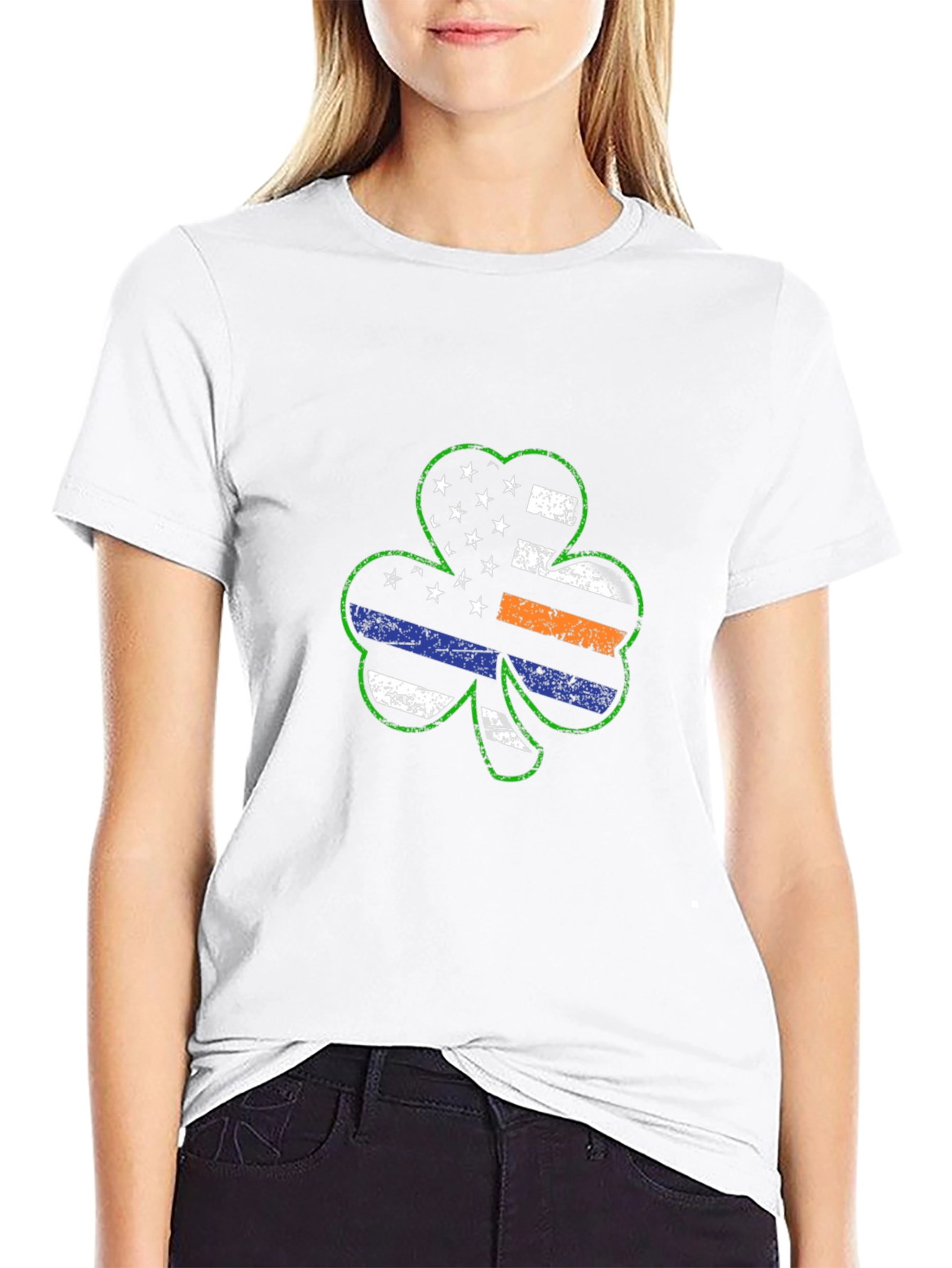 Shamrock American Flag Thin Line Graphic Tee