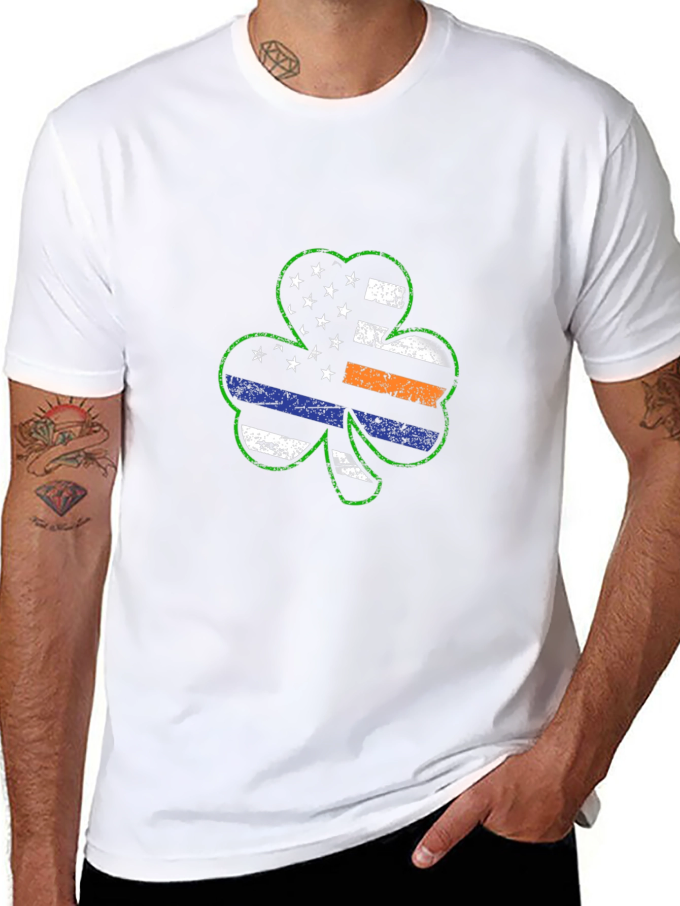 Shamrock American Flag Thin Line Graphic Tee