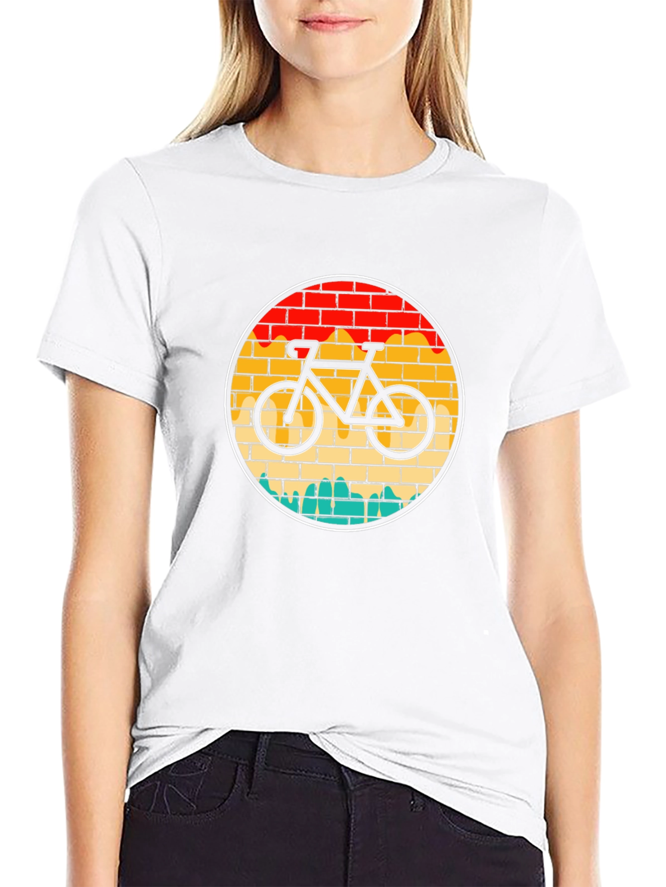 Retro Bike T-Shirt - Brick Wall Design