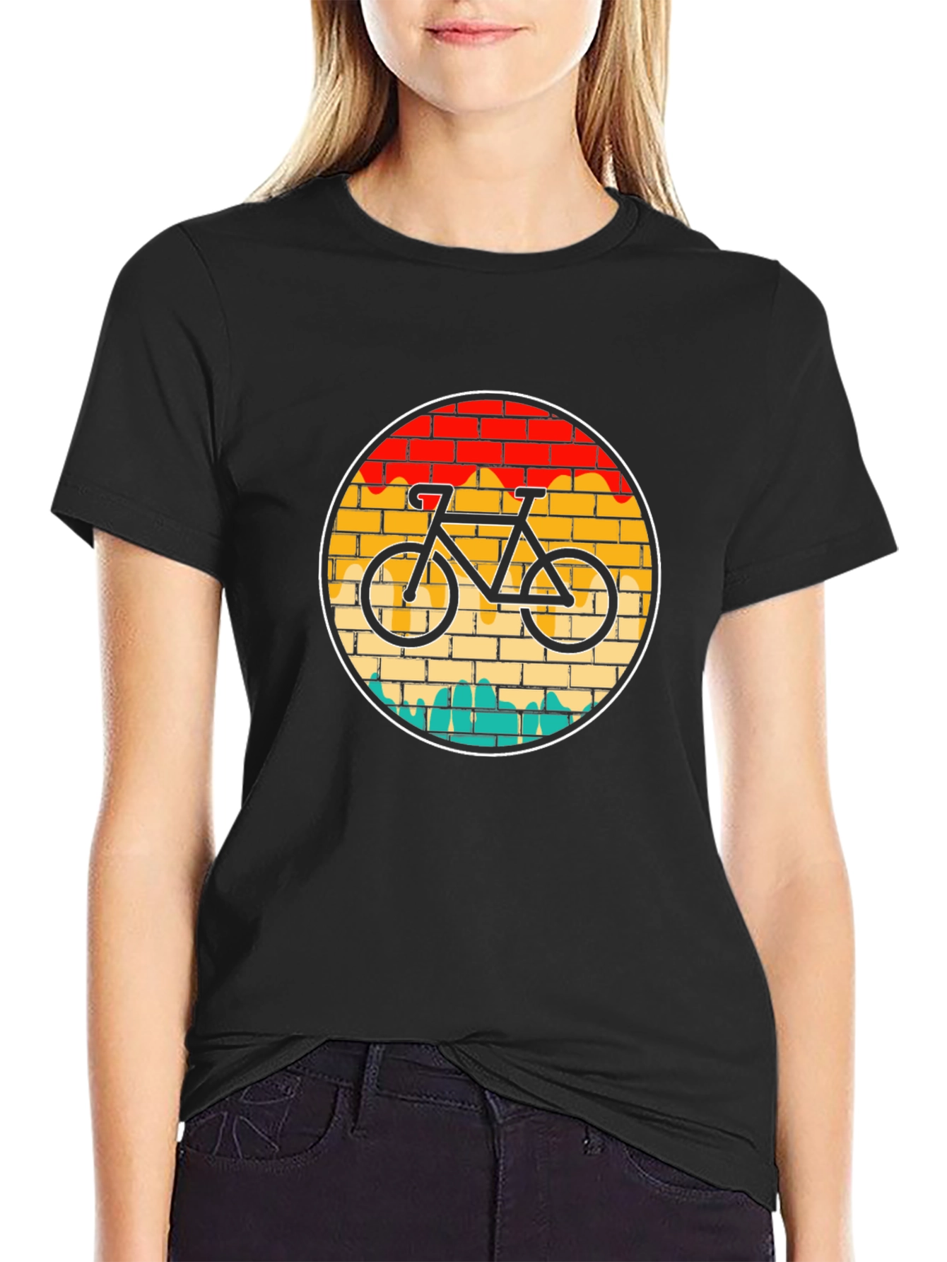 Retro Bike T-Shirt - Brick Wall Design