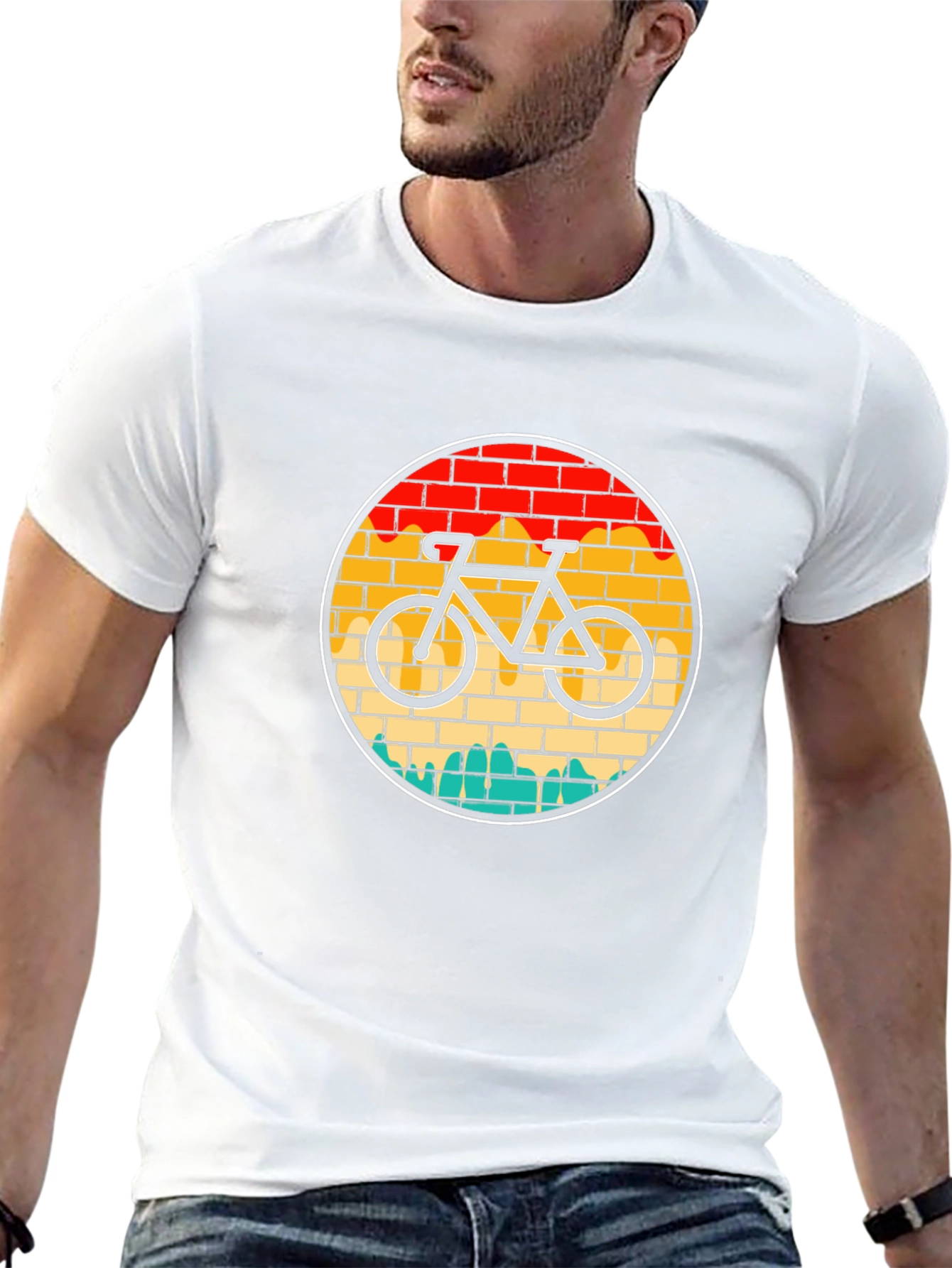 Retro Bike T-Shirt - Brick Wall Design