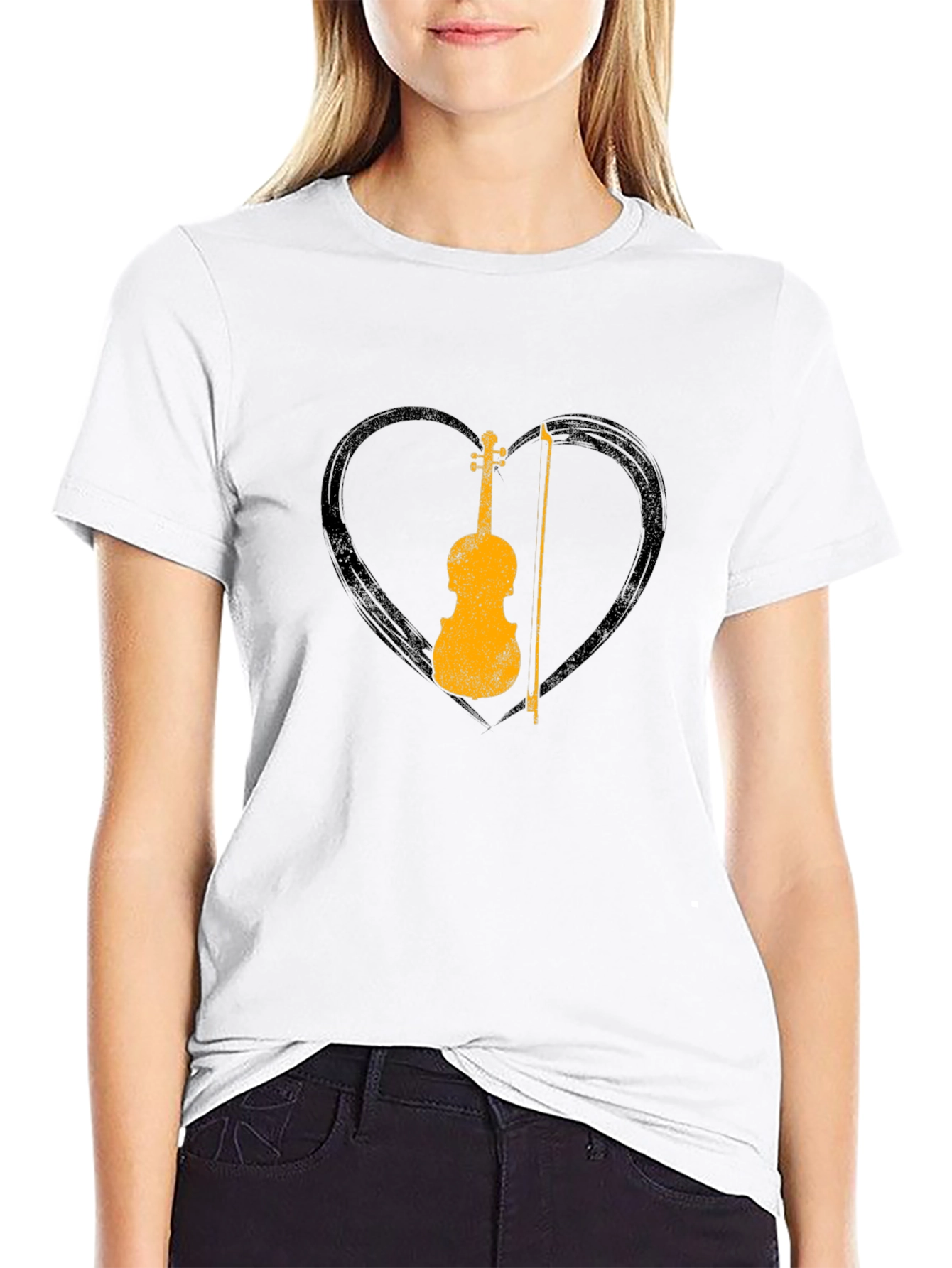 Violin Heart Graphic Tee - Musician T-Shirt