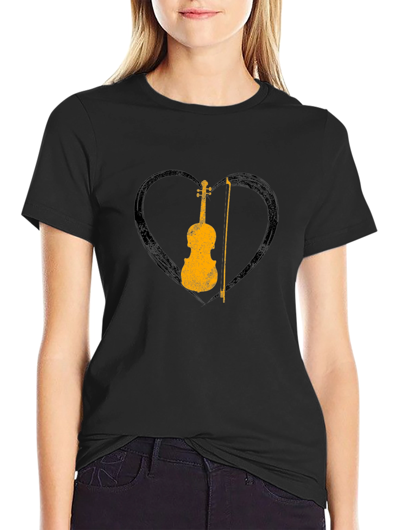 Violin Heart Graphic Tee - Musician T-Shirt