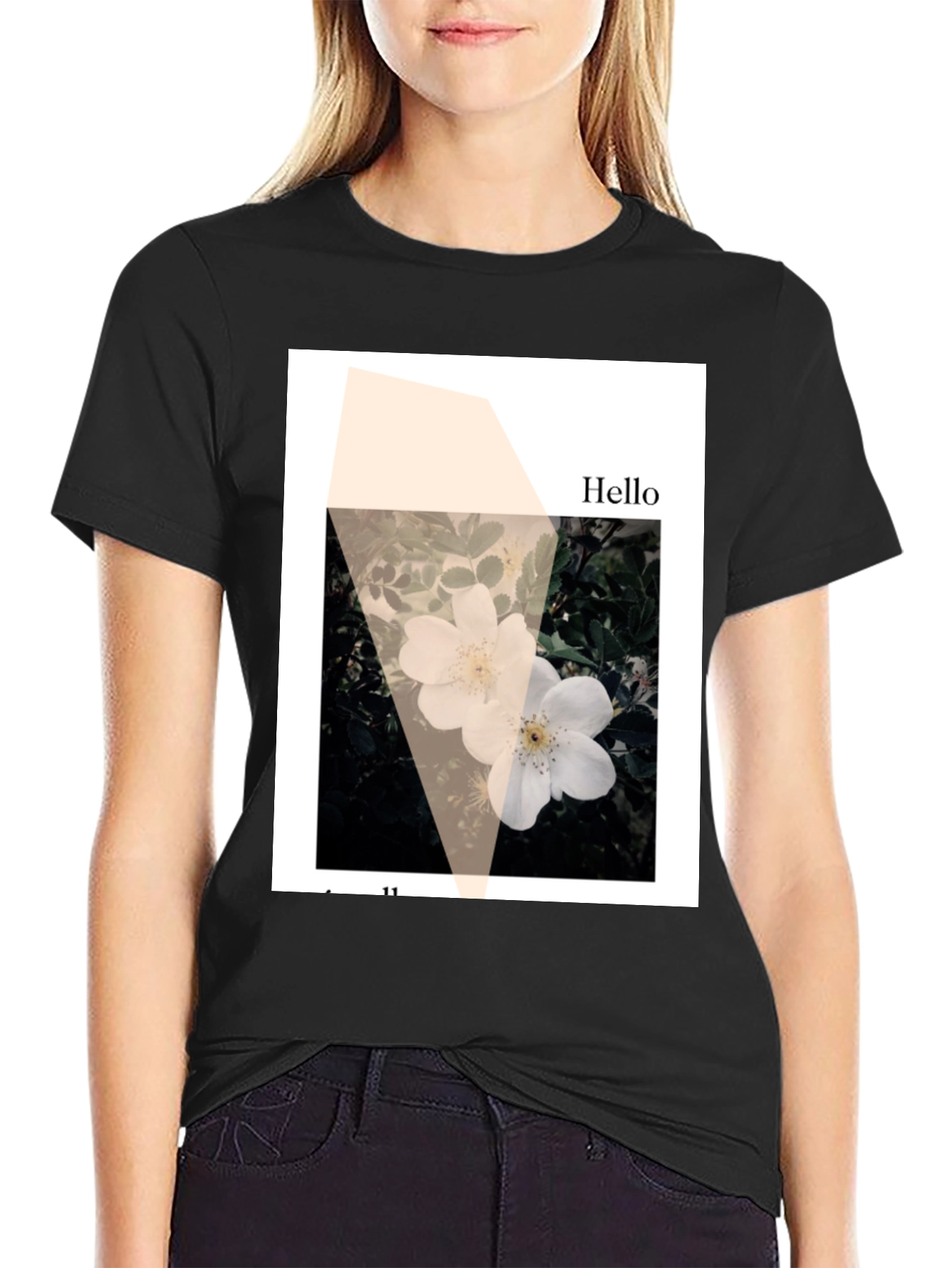 Floral Hello Black Graphic Tee