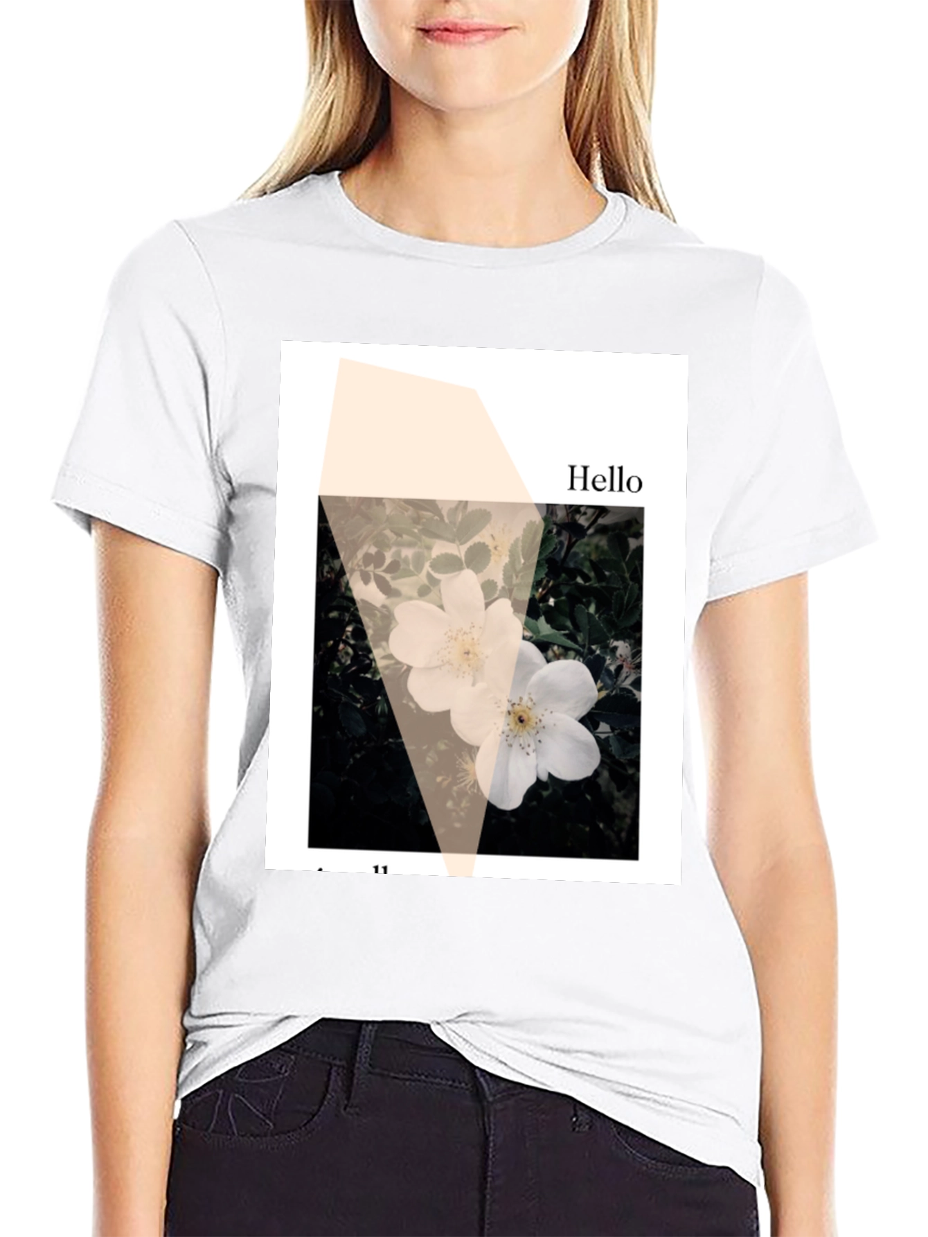 Floral Hello Black Graphic Tee