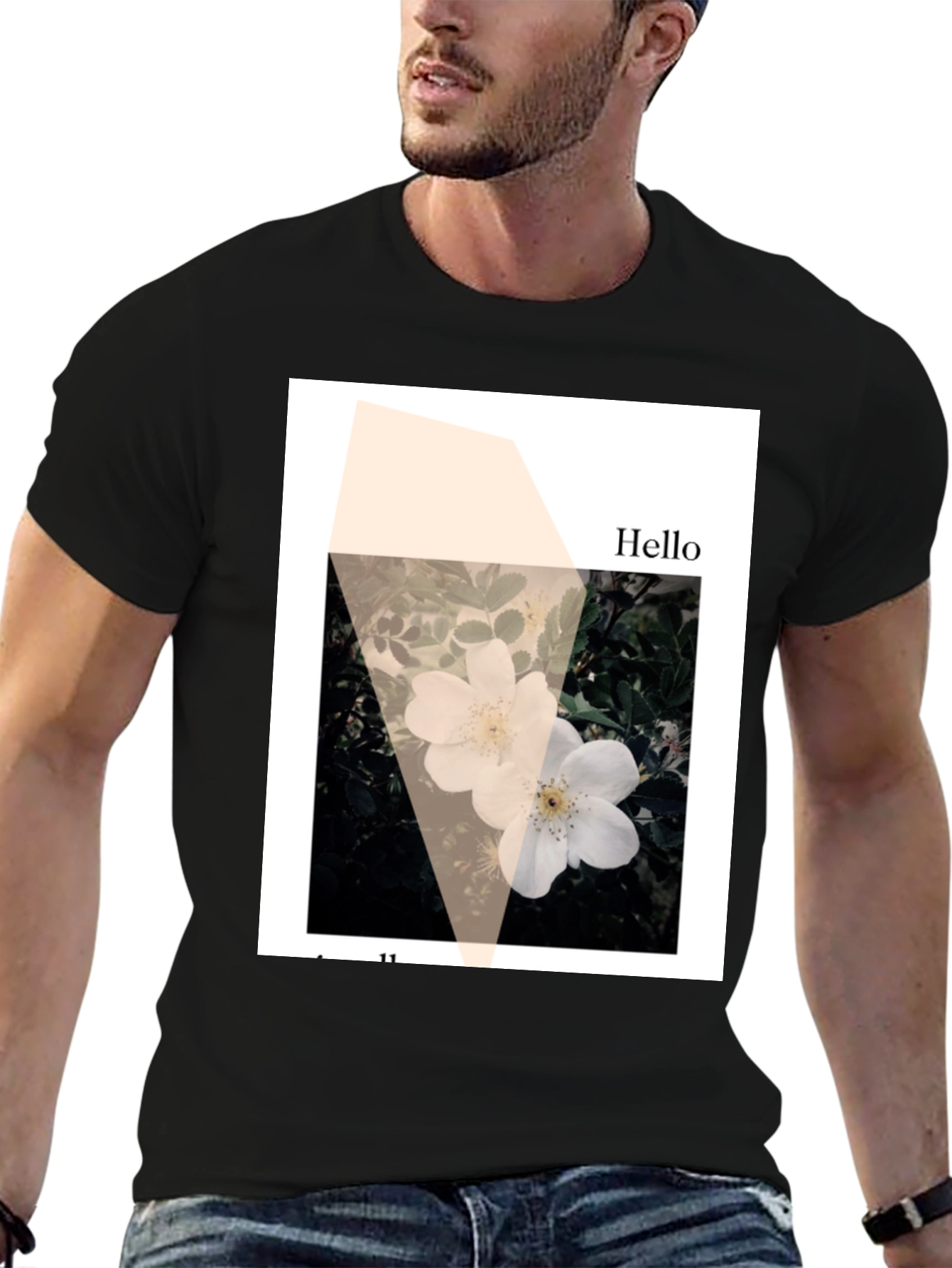 Floral Hello Black Graphic Tee