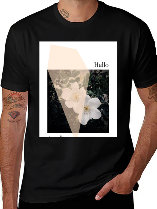 Floral Hello Black Graphic Tee