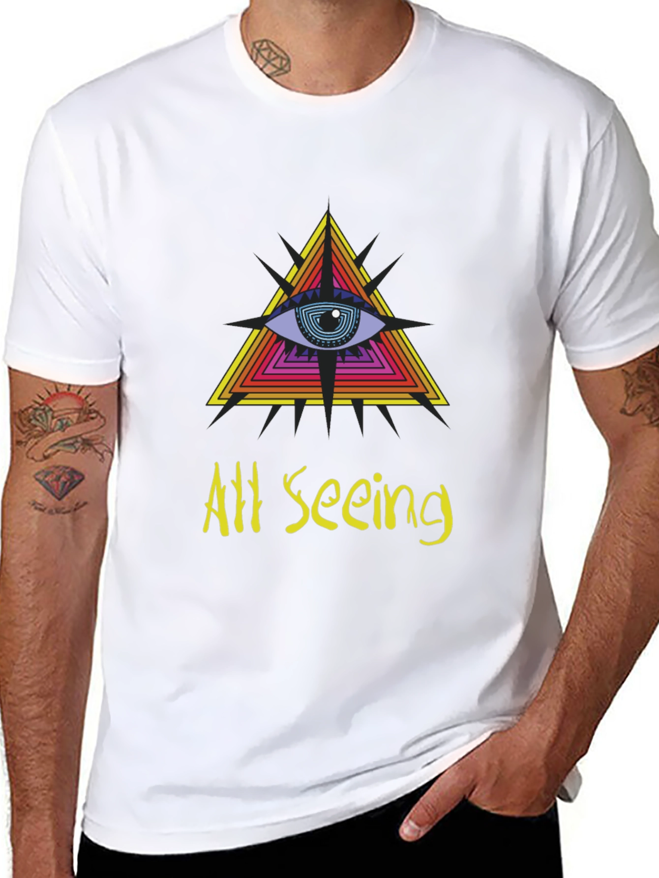 All Seeing Eye Graphic Tee - Black Cotton T-Shirt