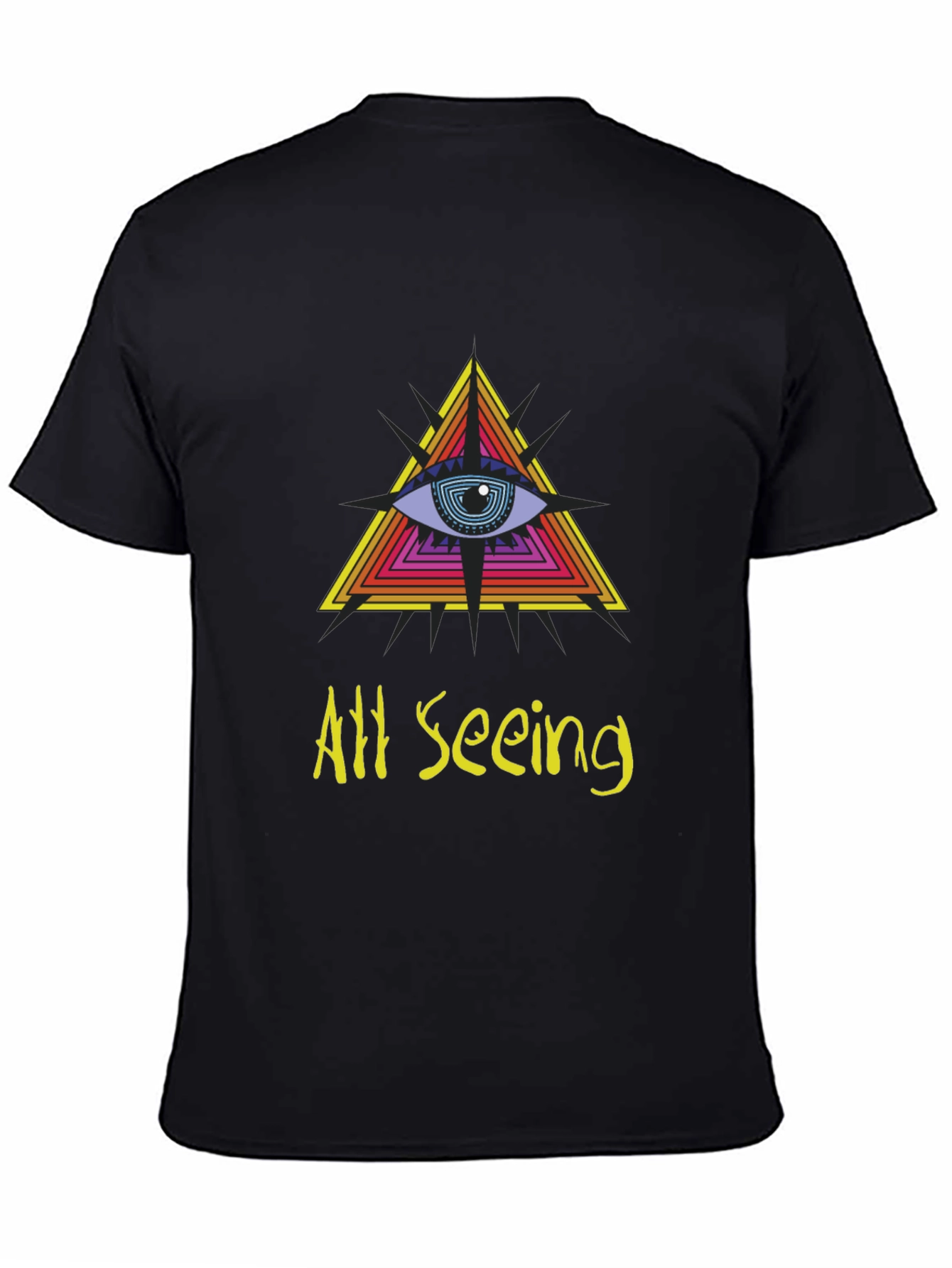All Seeing Eye Graphic Tee - Black Cotton T-Shirt