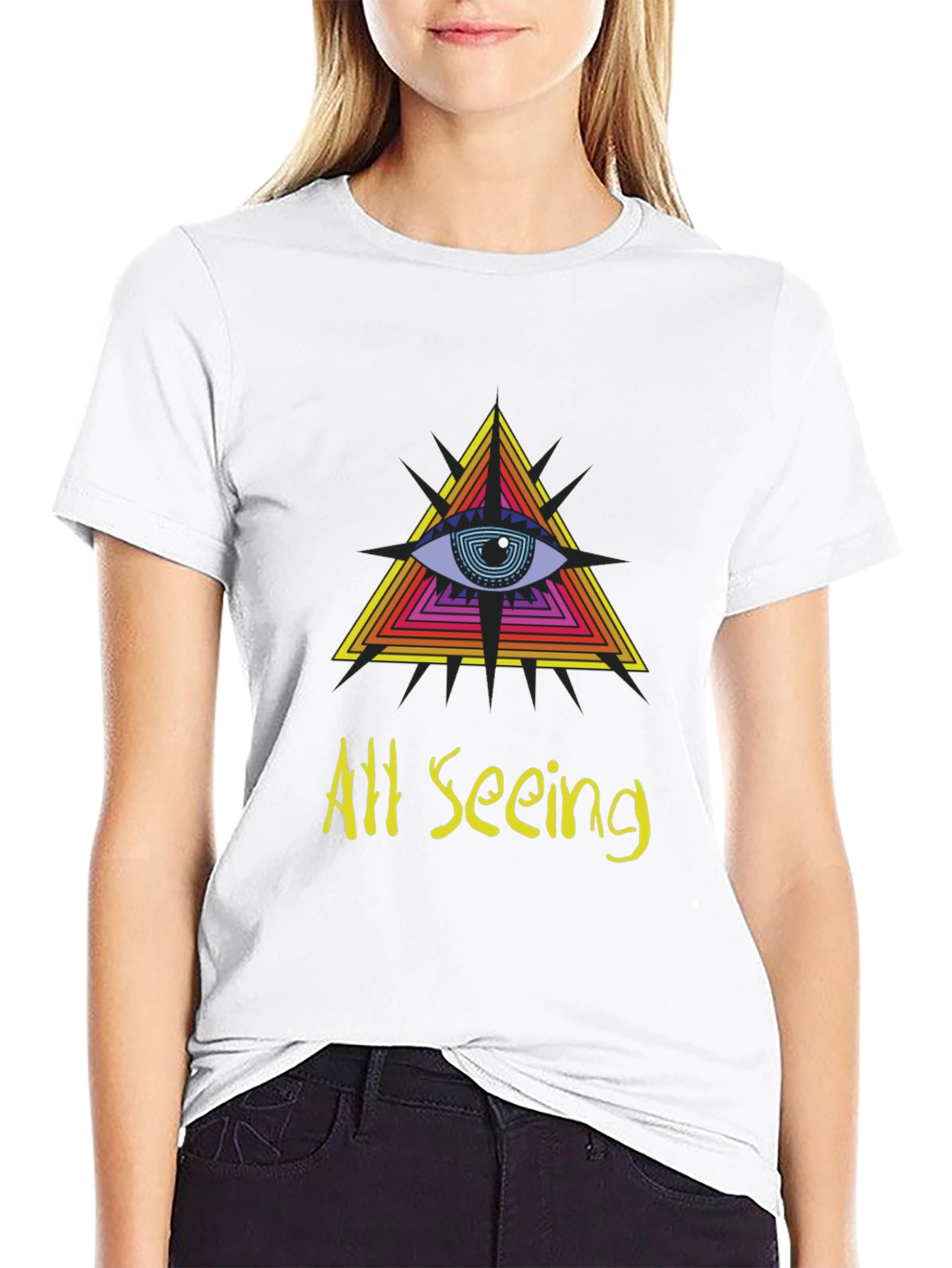 All Seeing Eye Graphic Tee - Black Cotton T-Shirt