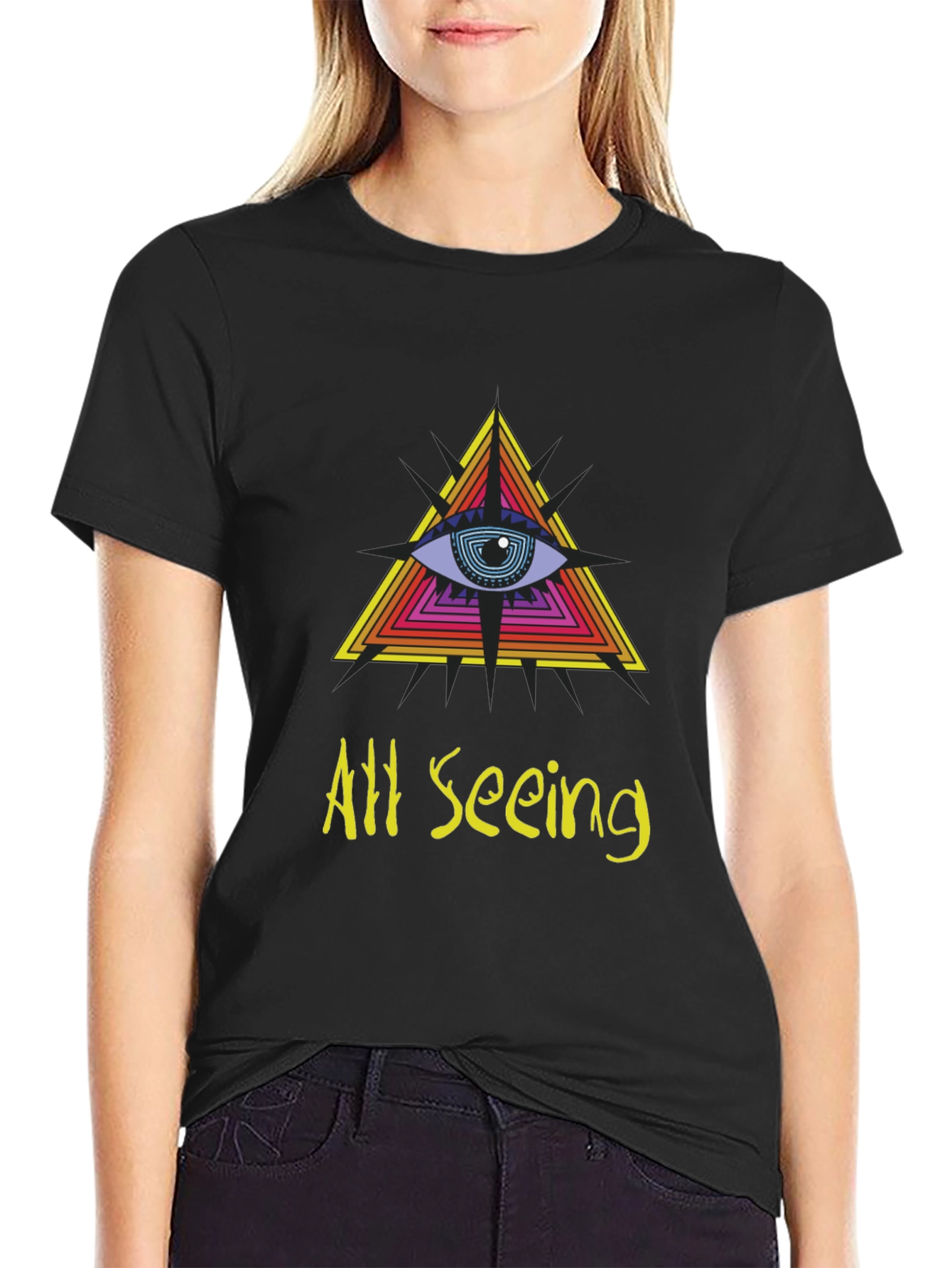 All Seeing Eye Graphic Tee - Black Cotton T-Shirt
