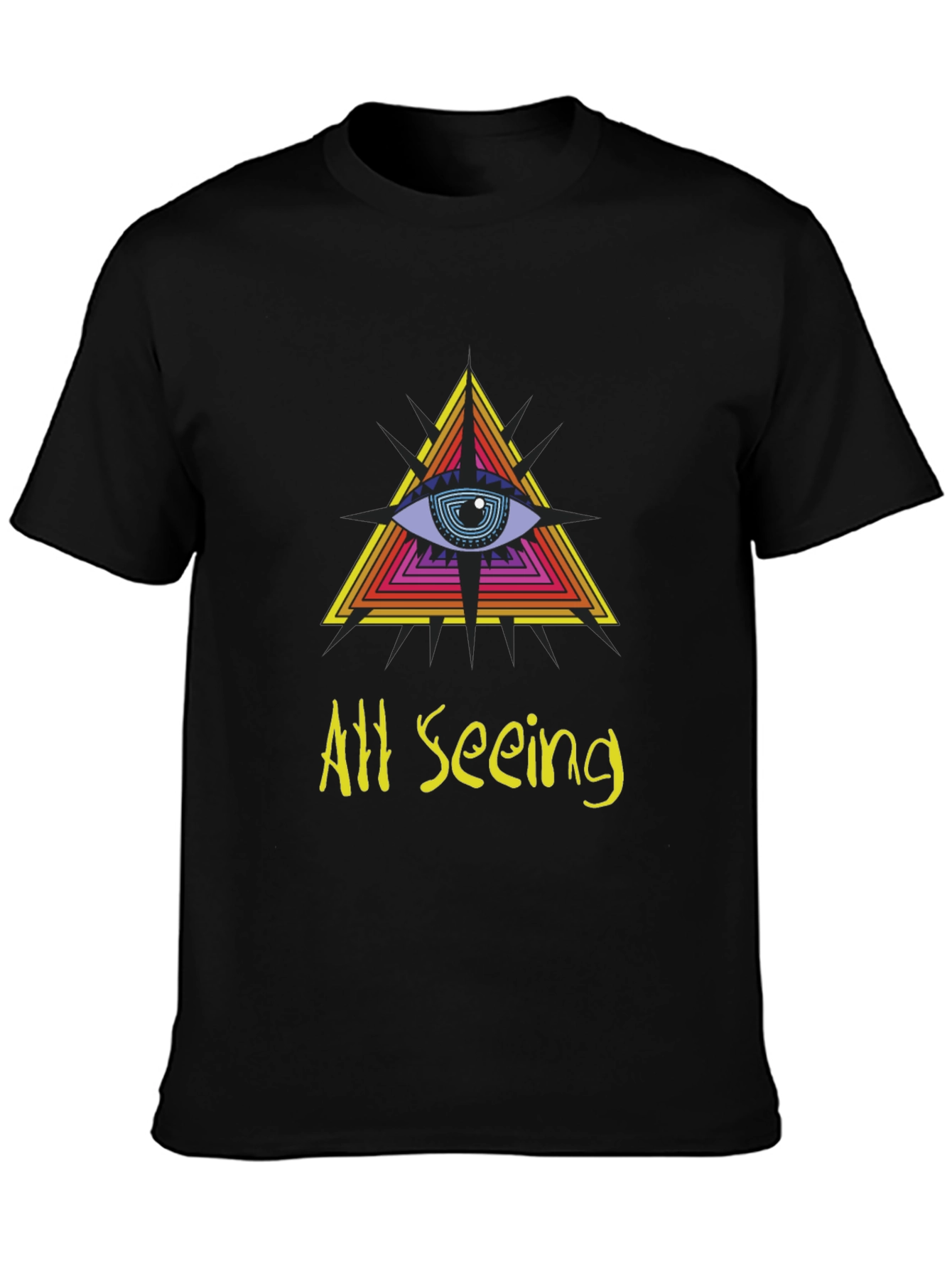 All Seeing Eye Graphic Tee - Black Cotton T-Shirt