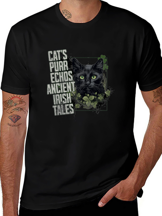 Cats Purr Irish Tales Black T-Shirt