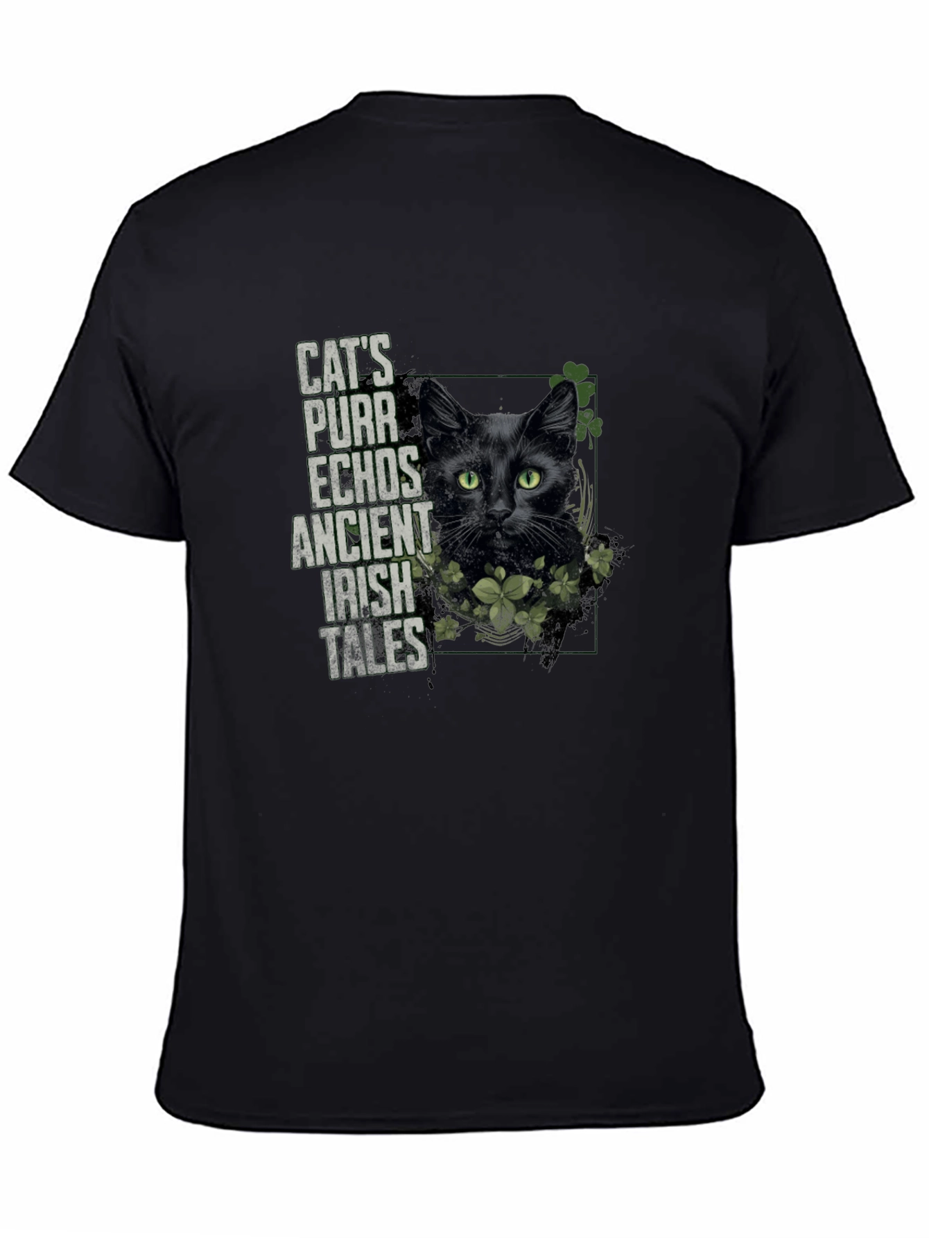 Cats Purr Irish Tales Black T-Shirt