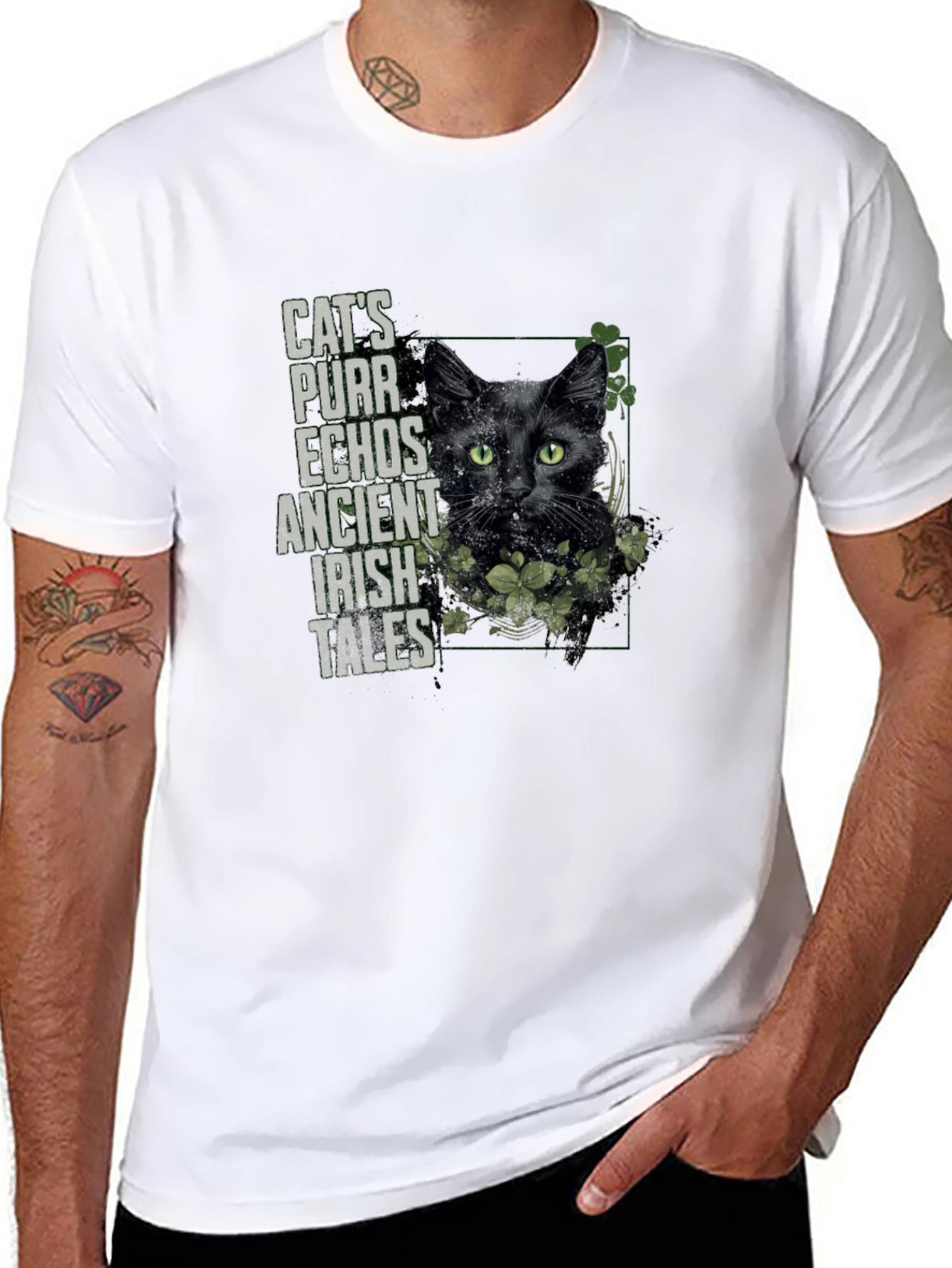 Cats Purr Irish Tales Black T-Shirt