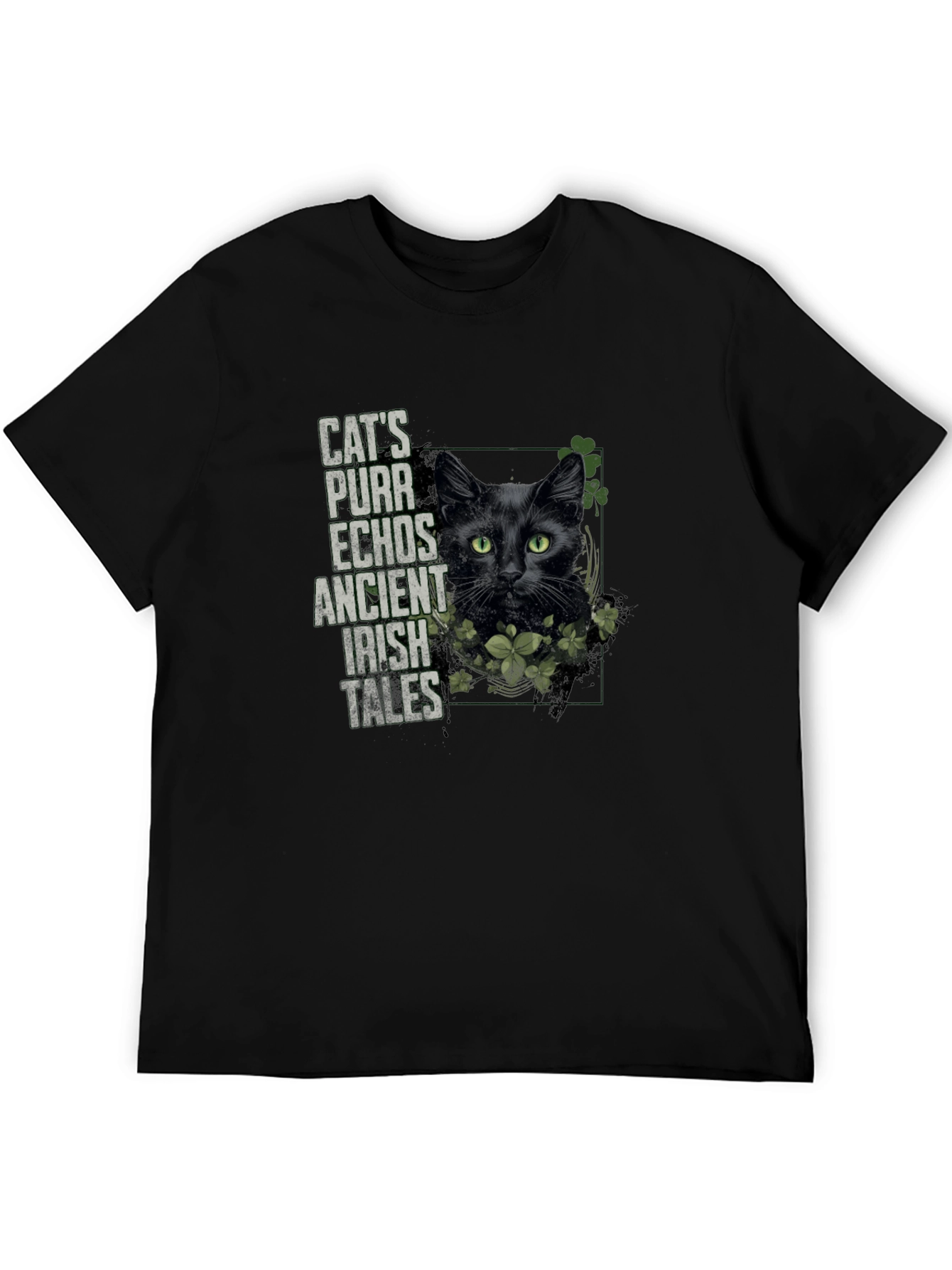 Cats Purr Irish Tales Black T-Shirt