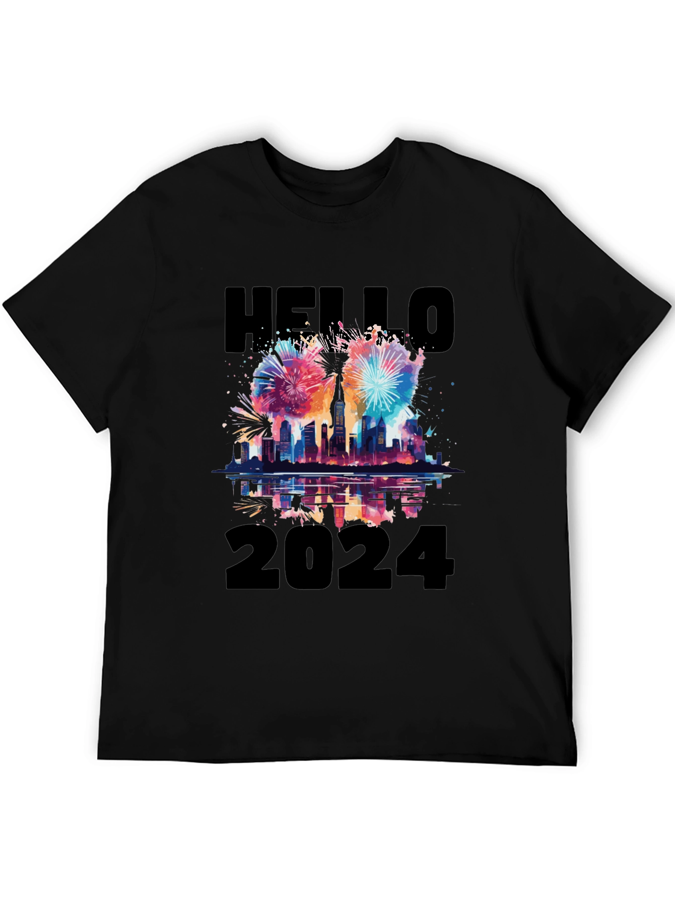 Hello 2024 T-Shirt - New Year Fireworks