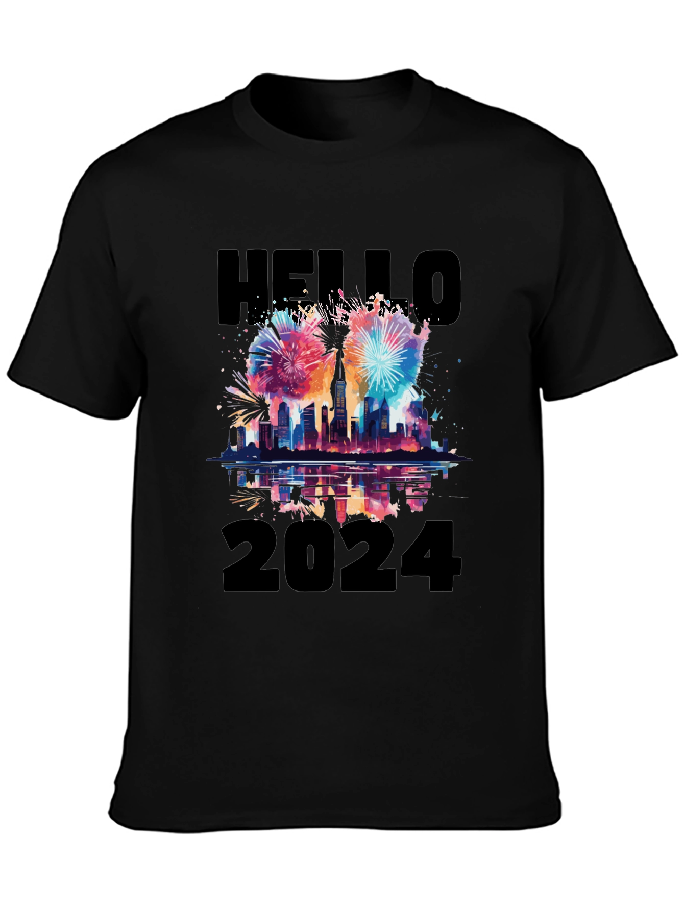 Hello 2024 T-Shirt - New Year Fireworks