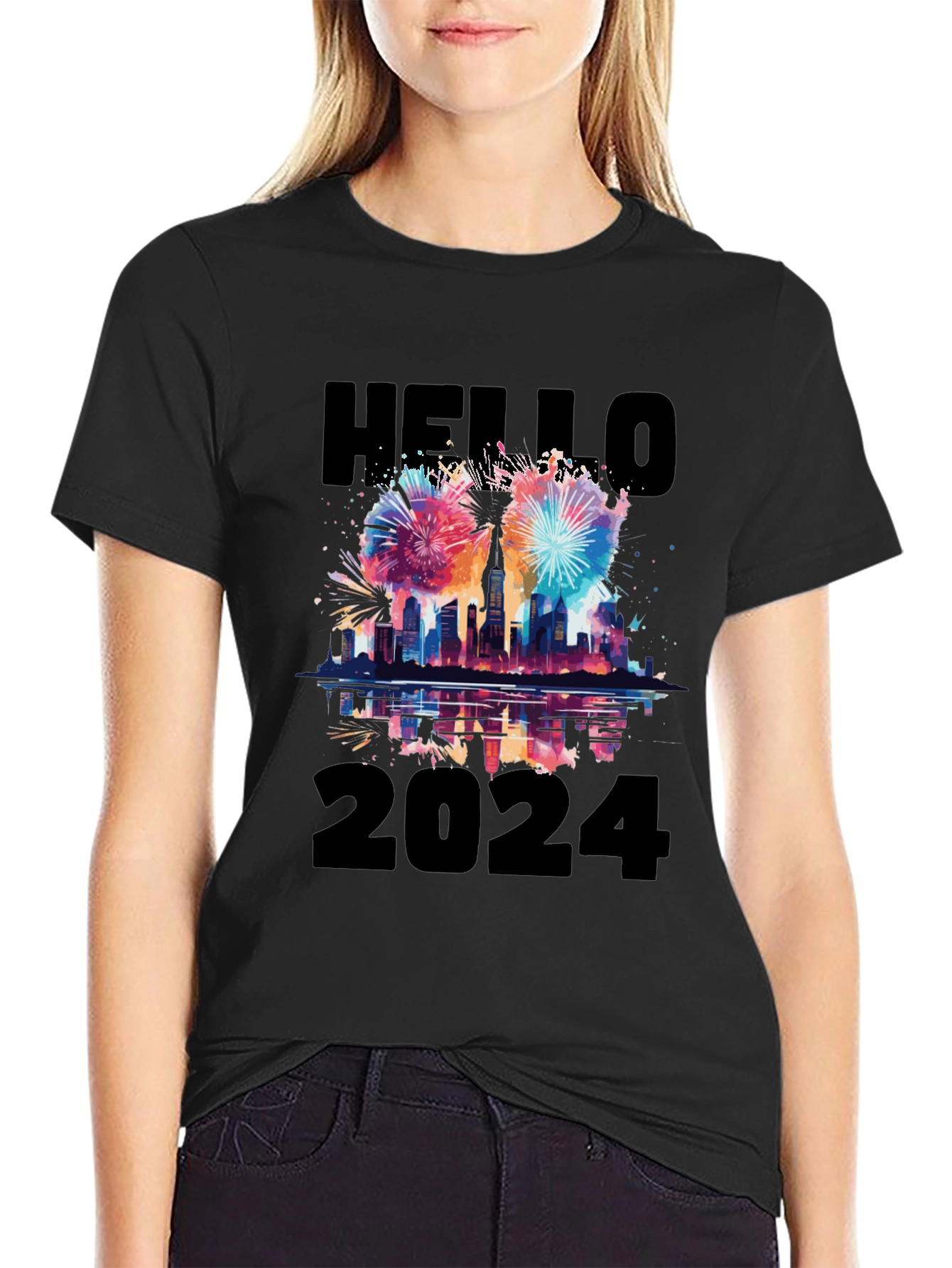 Hello 2024 T-Shirt - New Year Fireworks