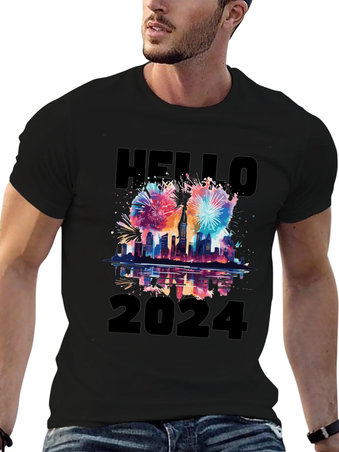 Hello 2024 T-Shirt - New Year Fireworks