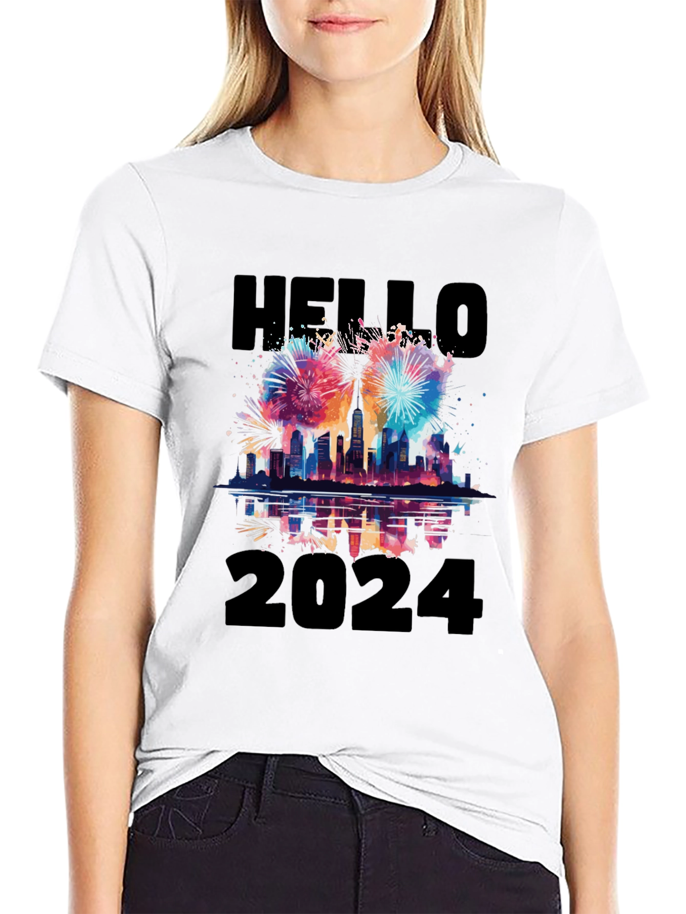 Hello 2024 T-Shirt - New Year Fireworks