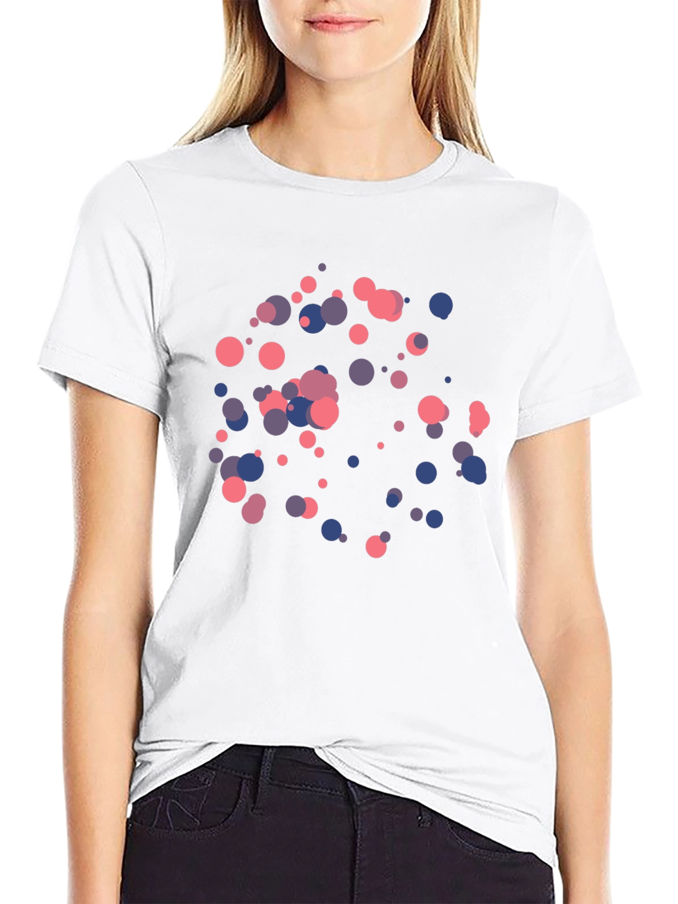 Modern Abstract Circle Pattern Black T-Shirt