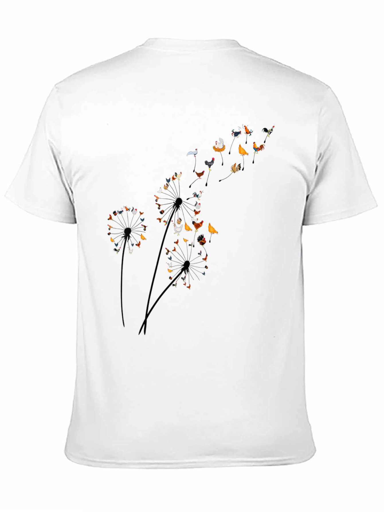 Chicken Dandelion Black T-Shirt