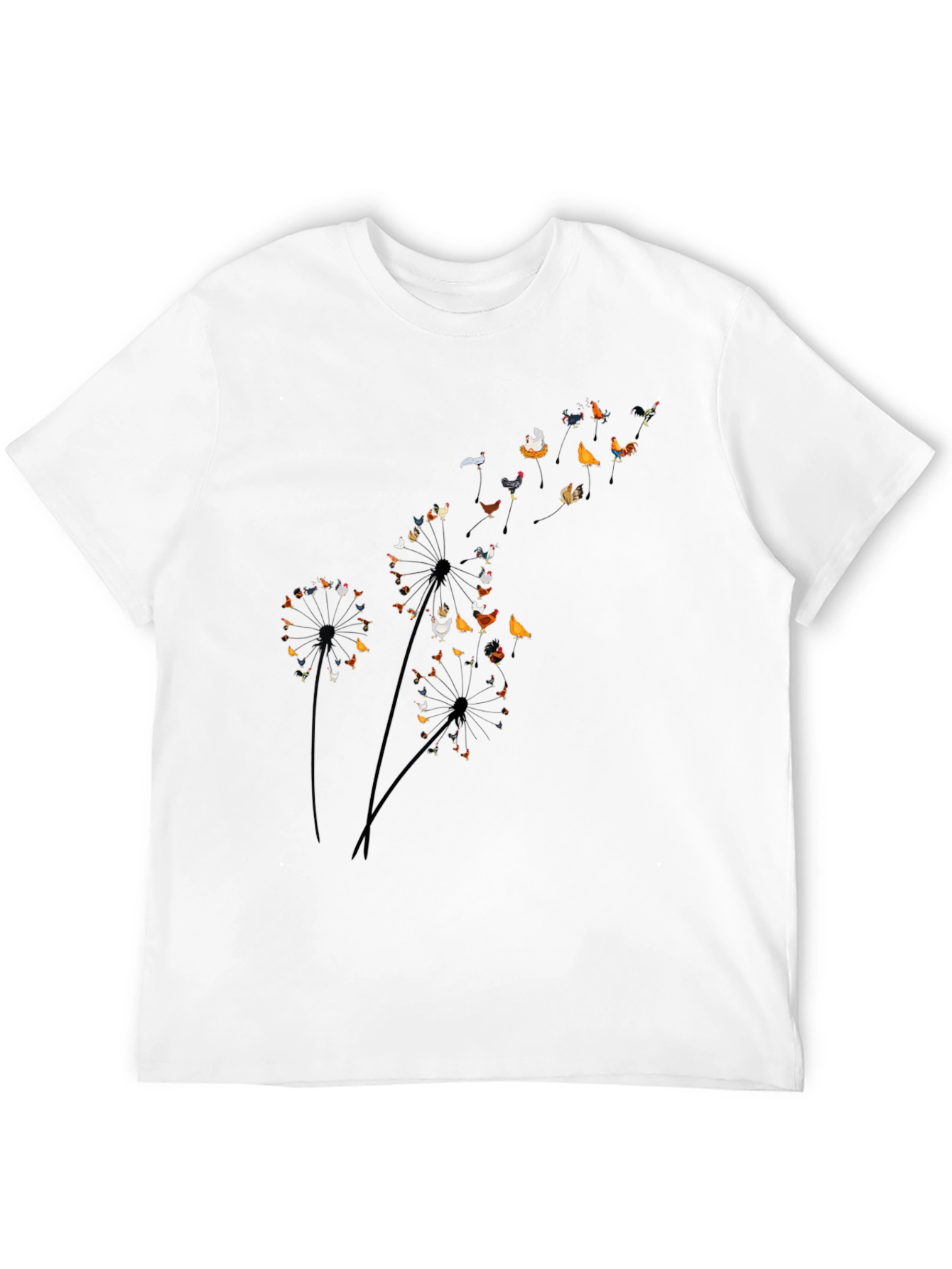 Chicken Dandelion Black T-Shirt