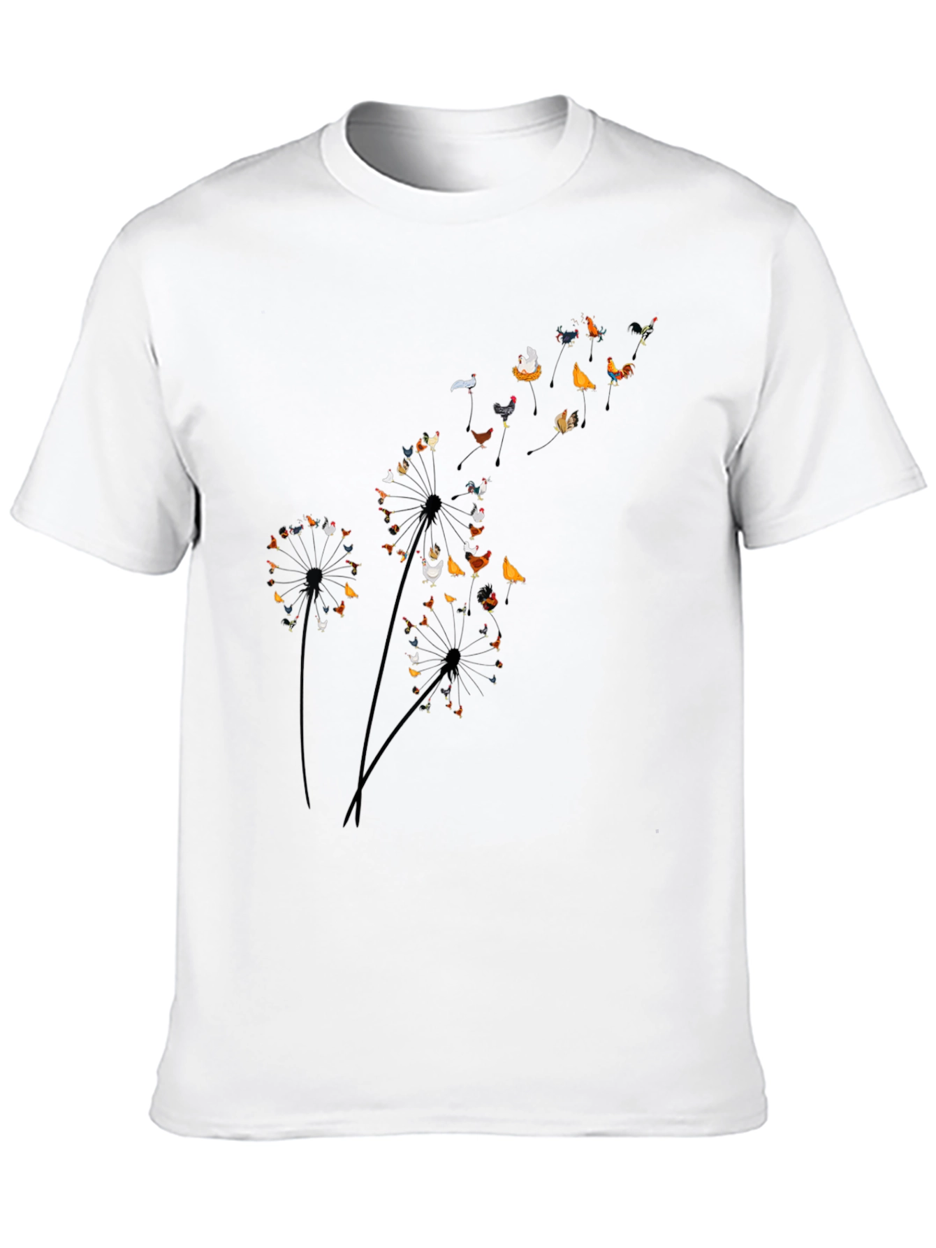 Chicken Dandelion Black T-Shirt