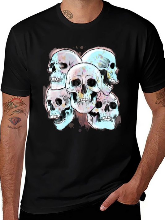 Skull Graphic Print Mens Tee - Edgy Style