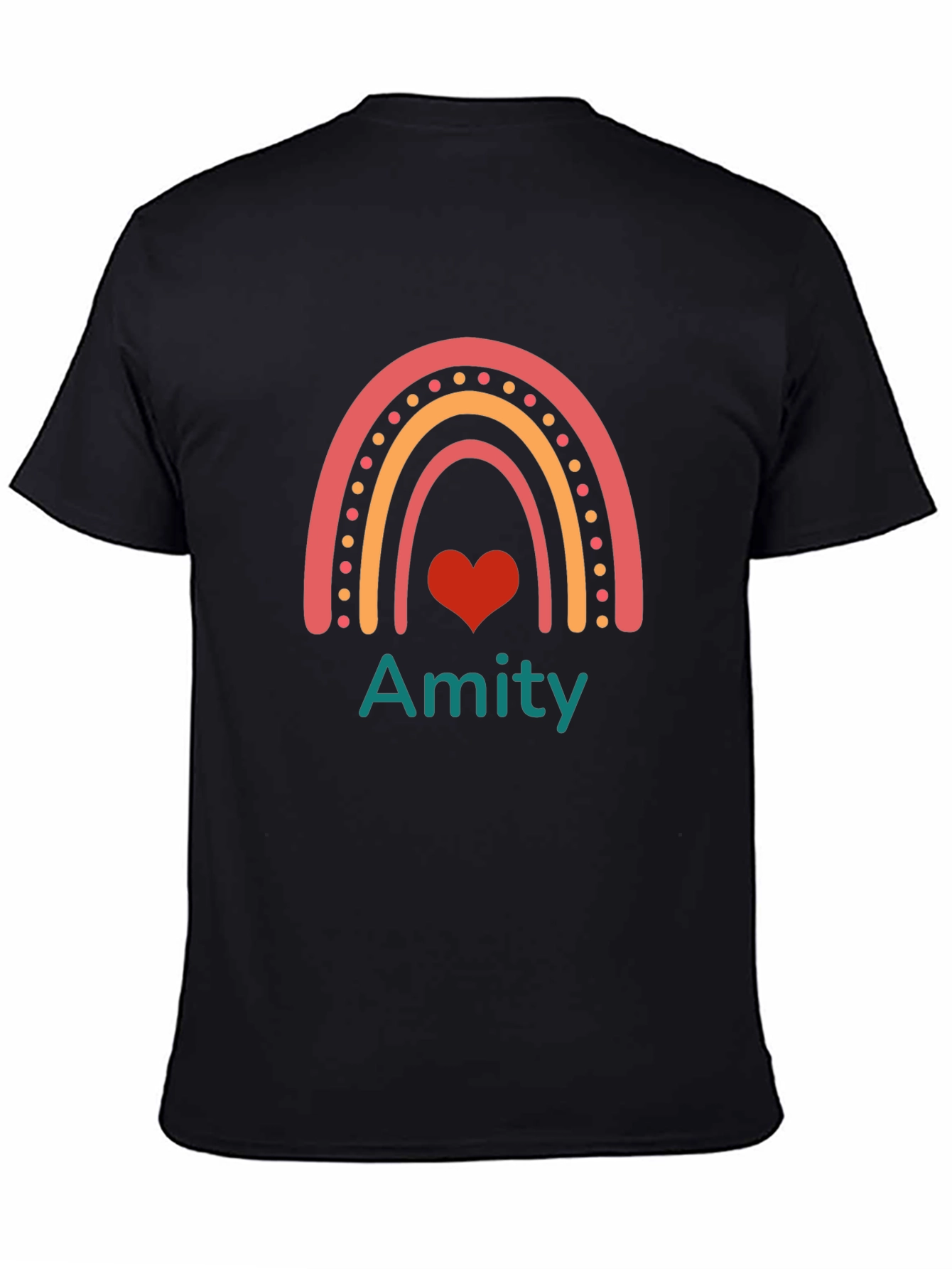 Amity Rainbow Heart Graphic Tee - Trendy Casual Top