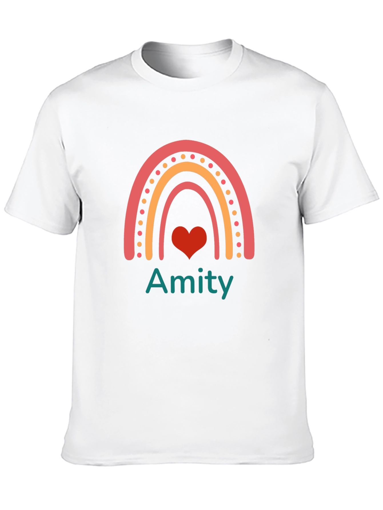 Amity Rainbow Heart Graphic Tee - Trendy Casual Top