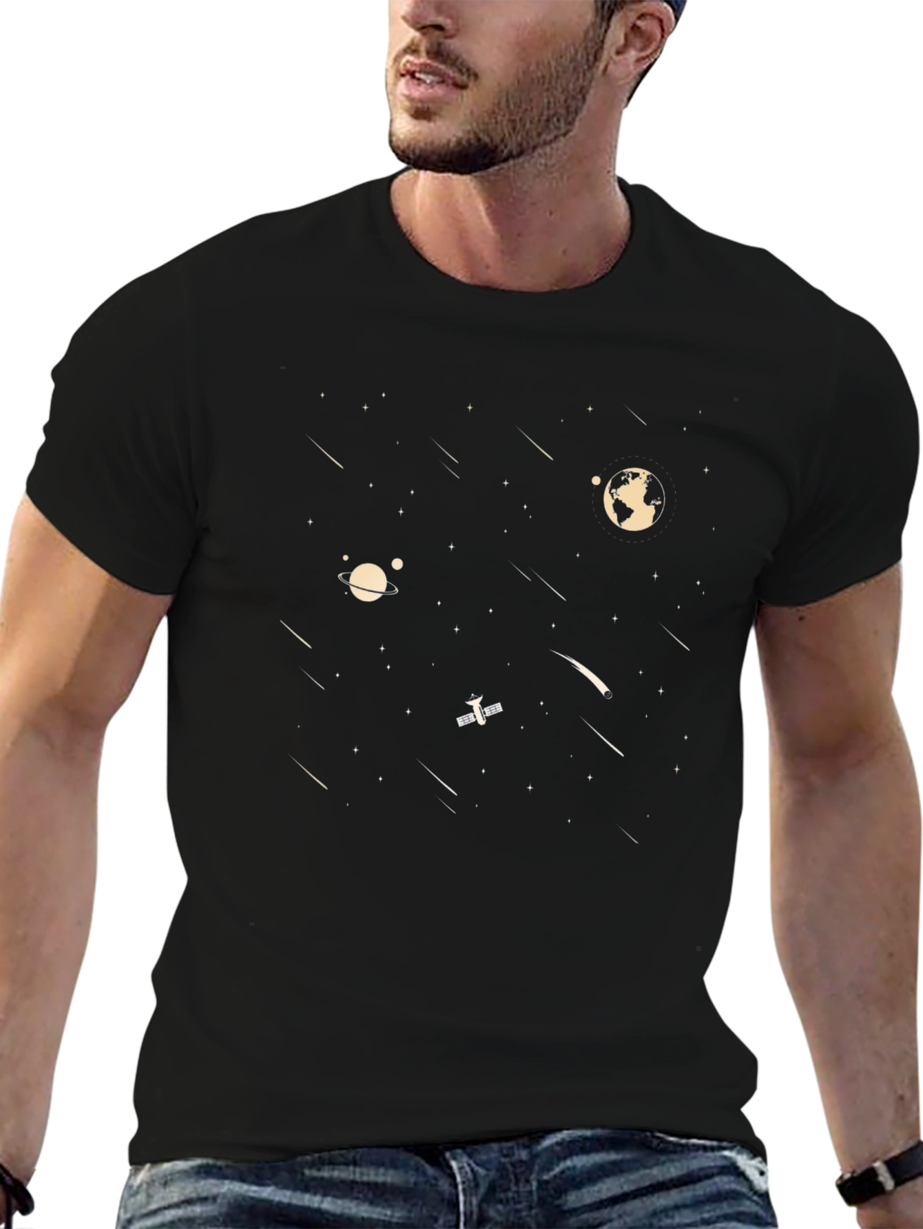 Space Graphic T-Shirt - Black Novelty Tee