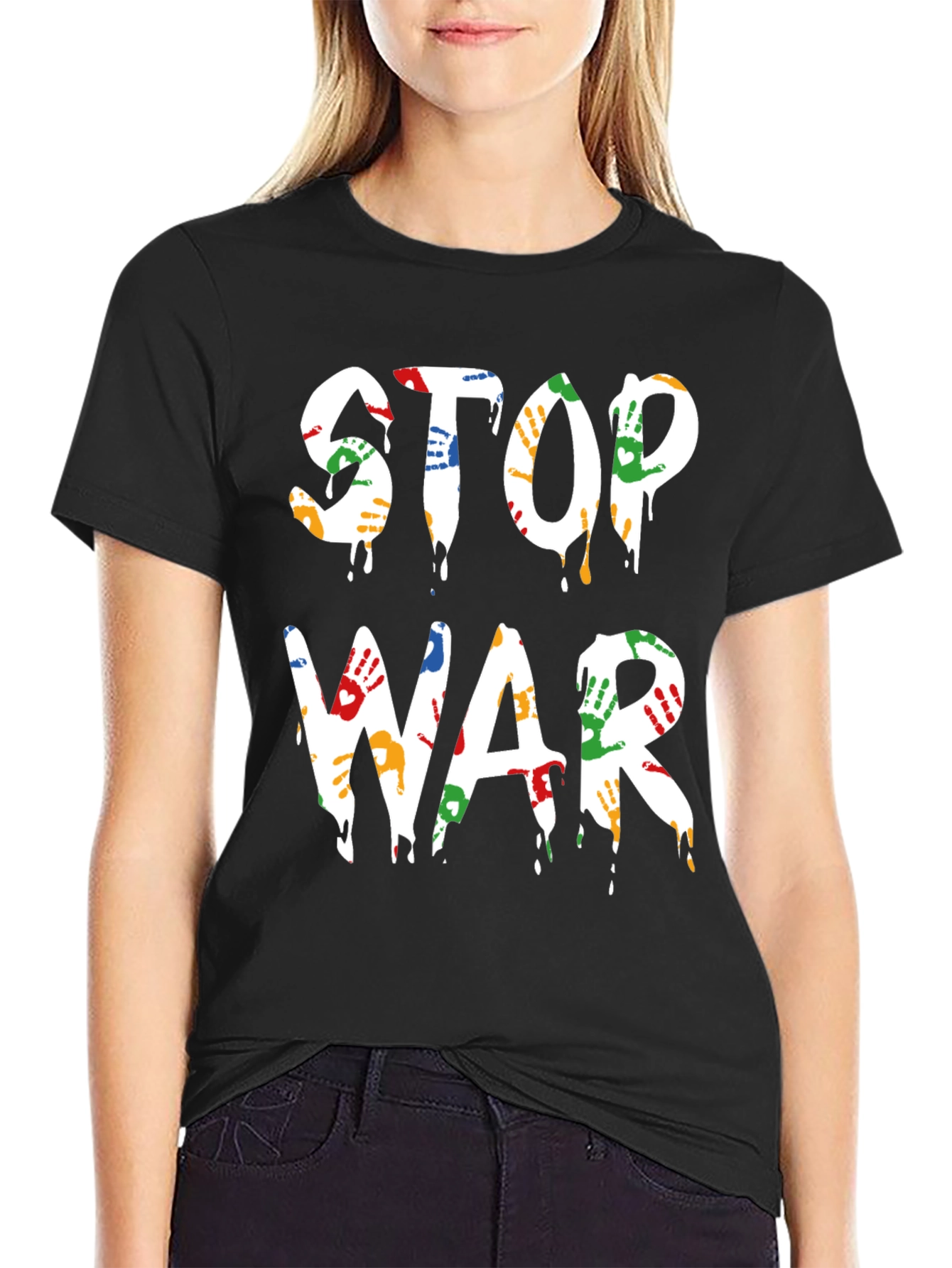 Stop War T-Shirt - Handprint Design