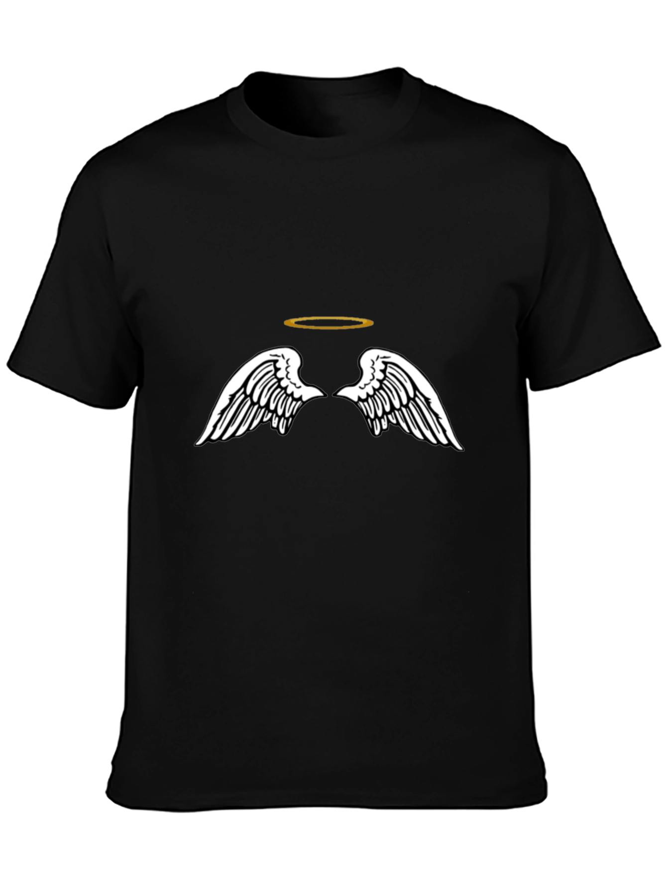Angel Wings & Halo Graphic Black T-Shirt