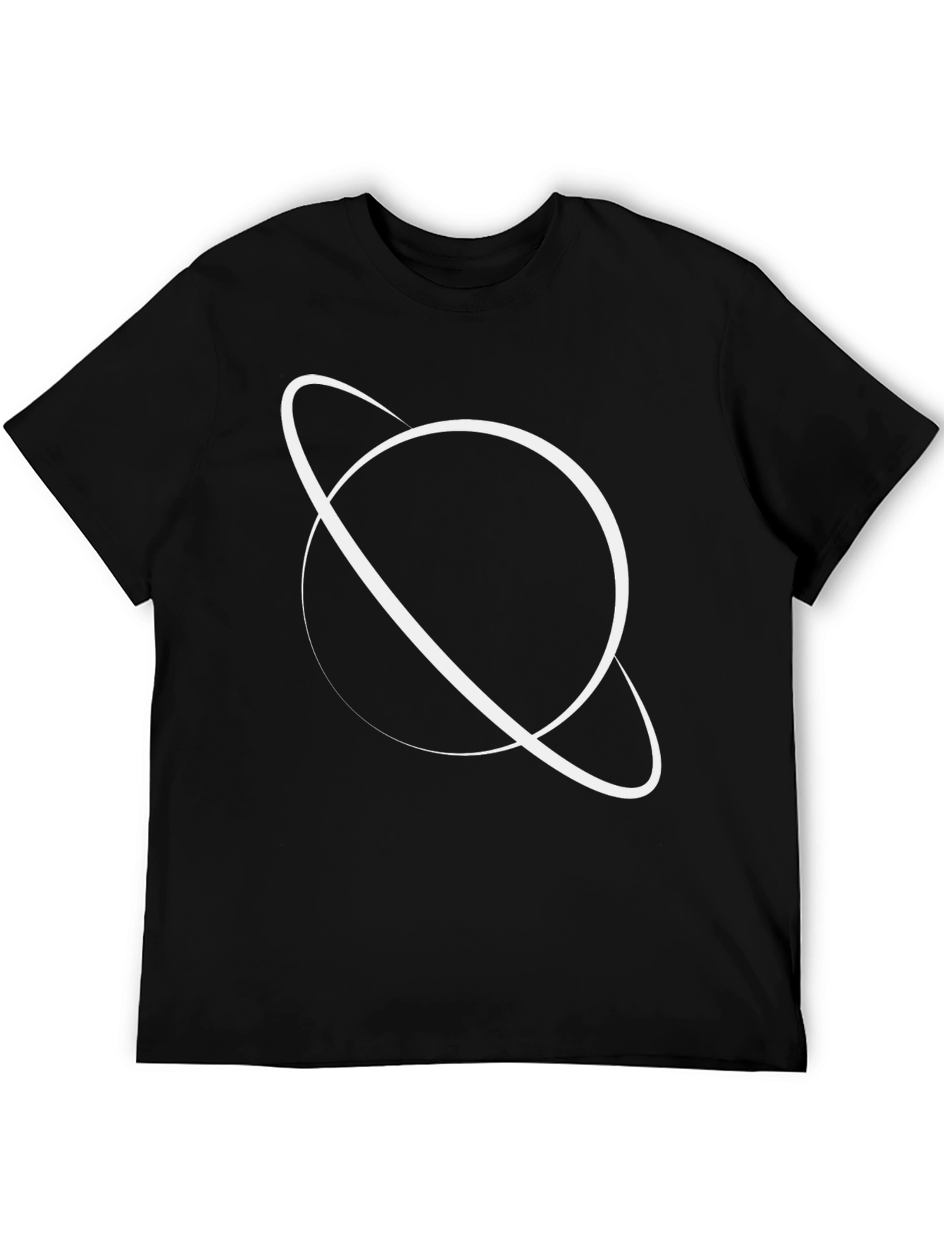 Black Graphic Tee - Saturn Design
