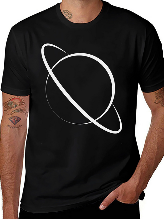 Black Graphic Tee - Saturn Design