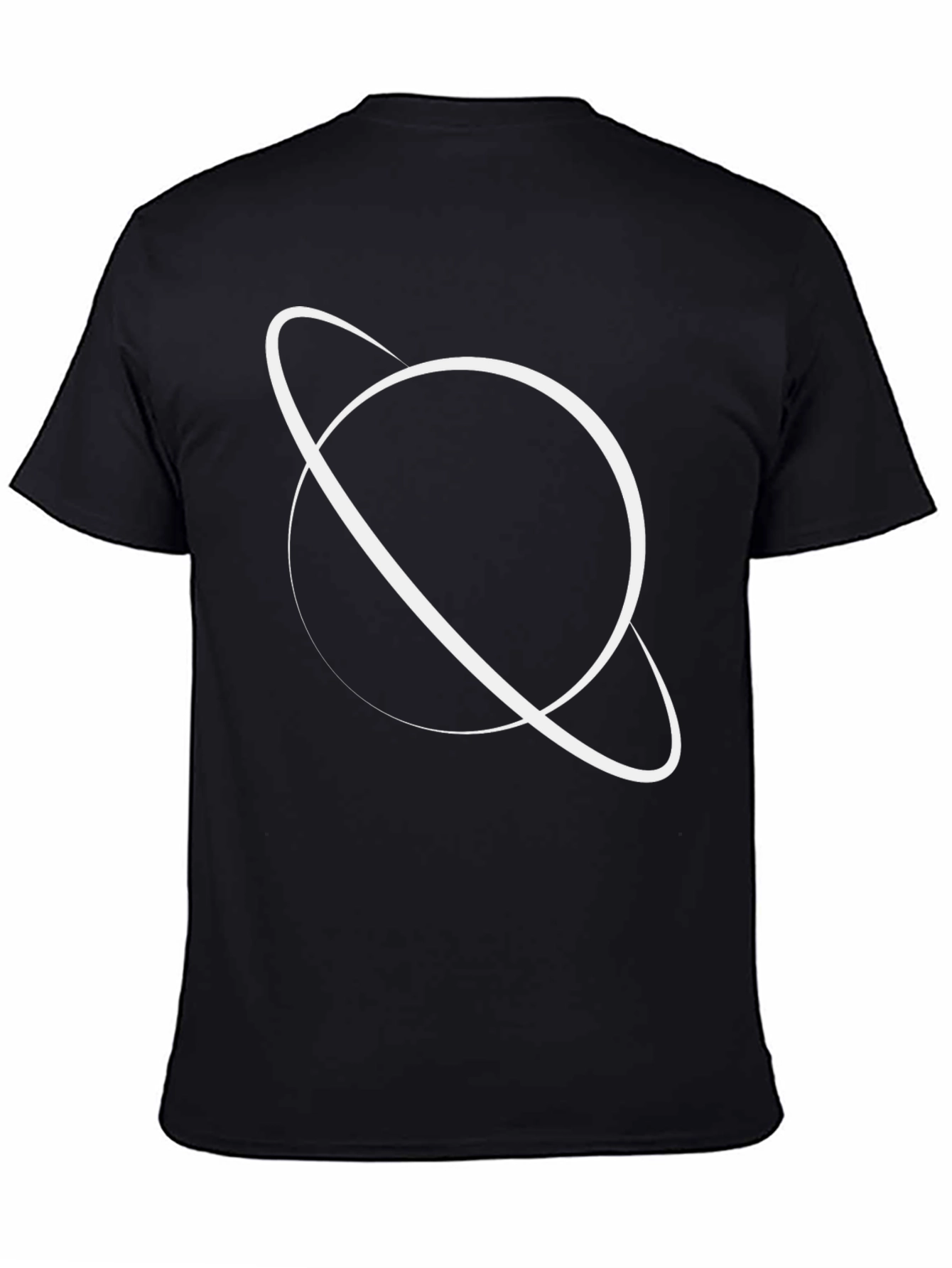 Black Graphic Tee - Saturn Design