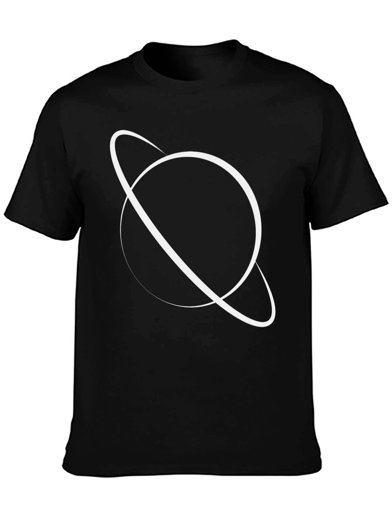 Black Graphic Tee - Saturn Design
