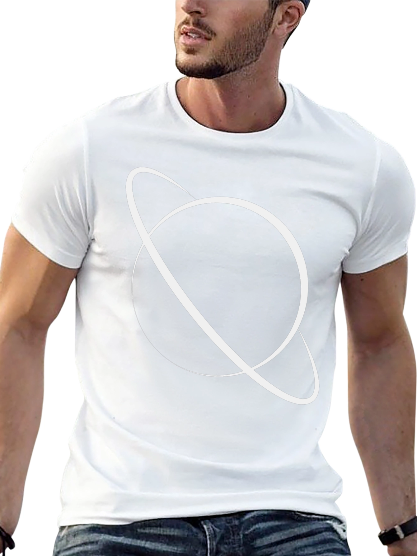 Black Graphic Tee - Saturn Design