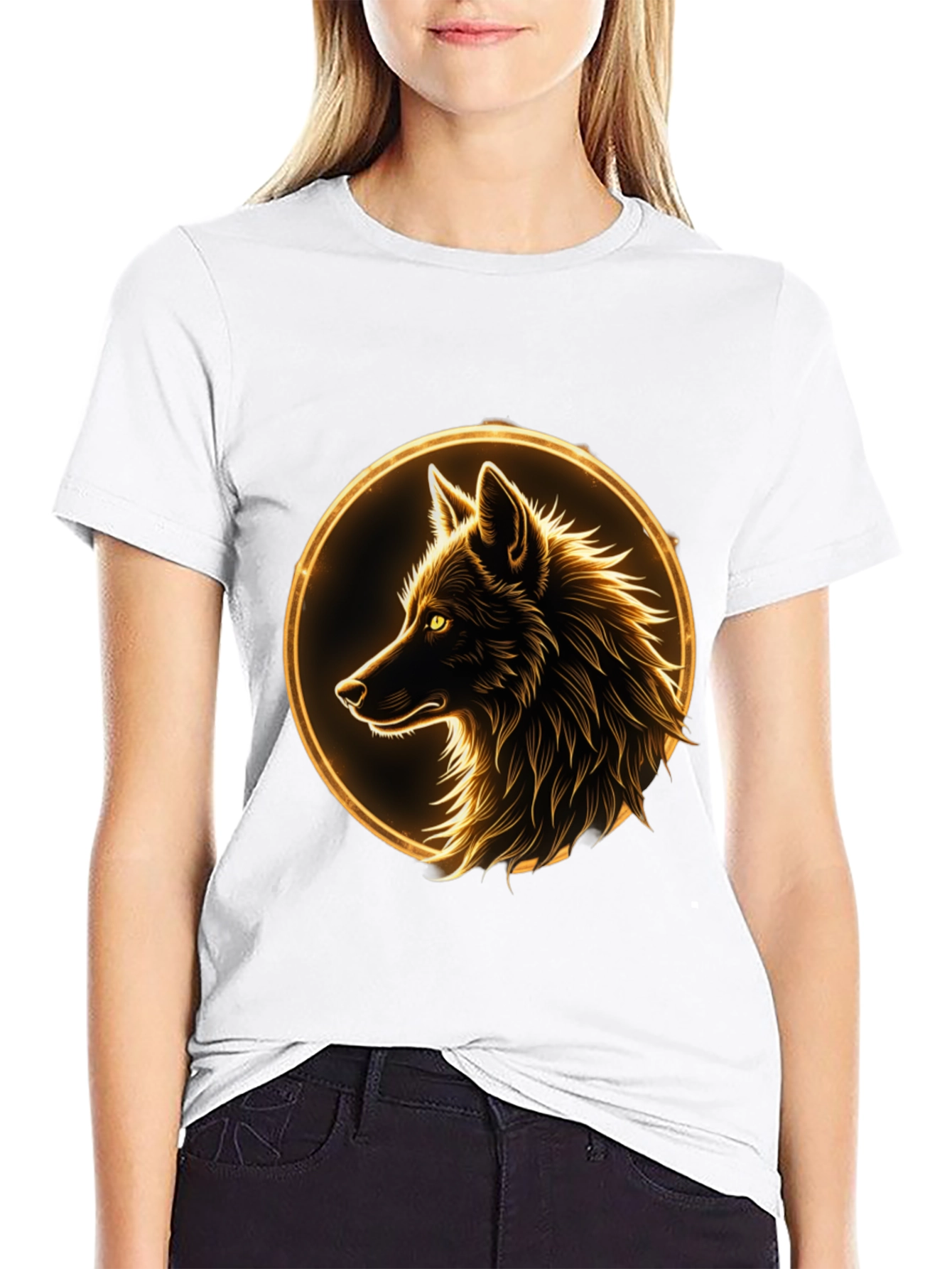Wolf Graphic Tee - Golden Aura Design