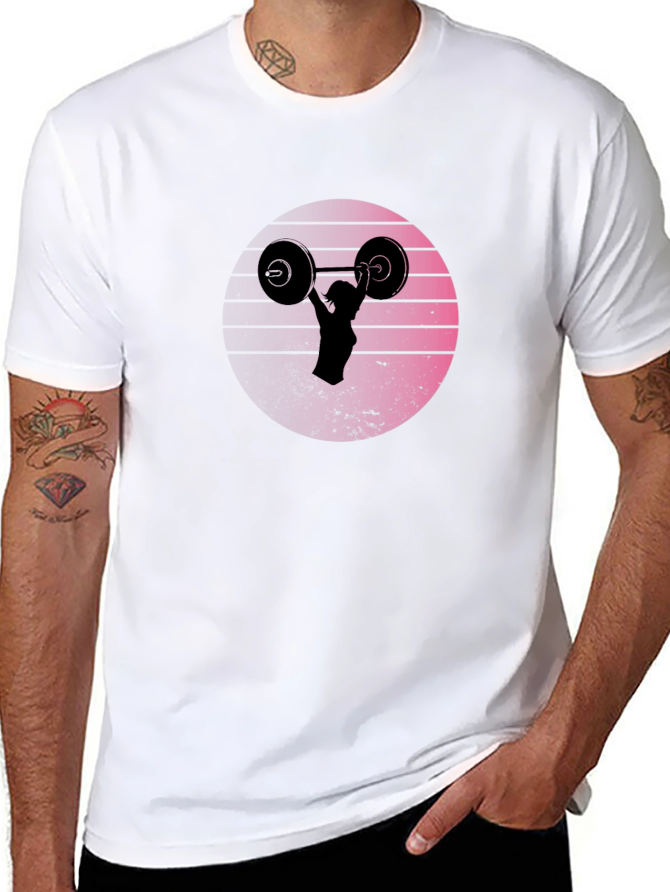 Retro Sunset Weightlifting T-Shirt