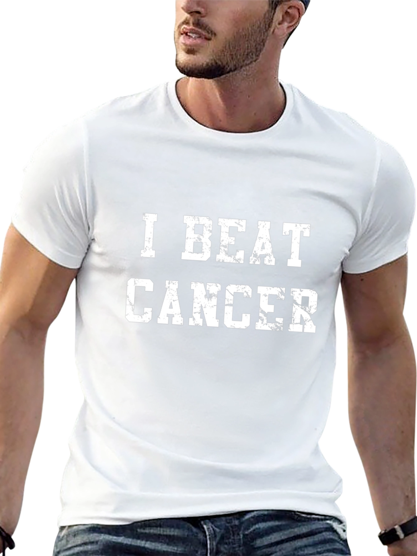 I Beat Cancer T-Shirt - Black Graphic Tee