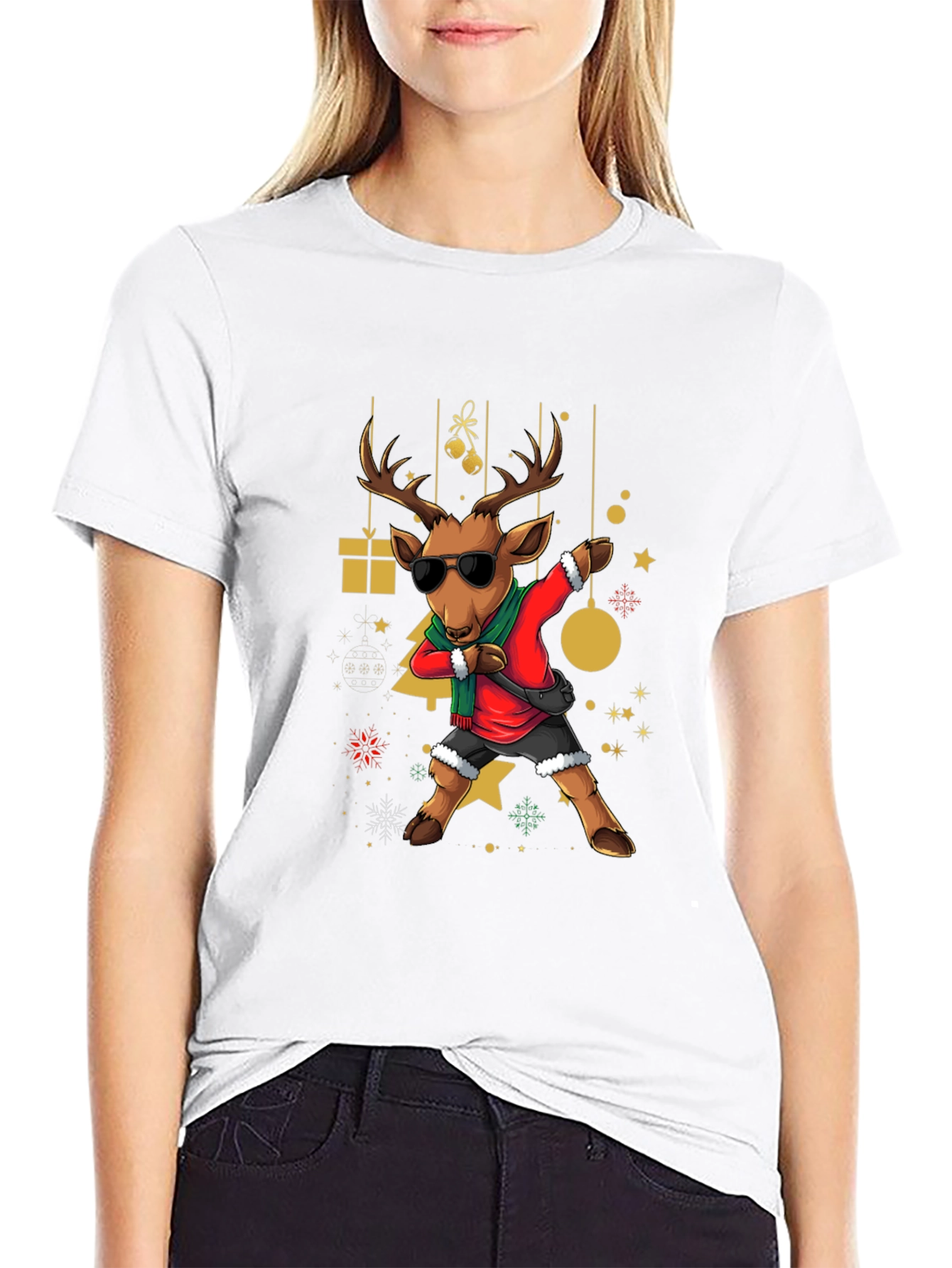 Festive Reindeer Dabbing T-Shirt