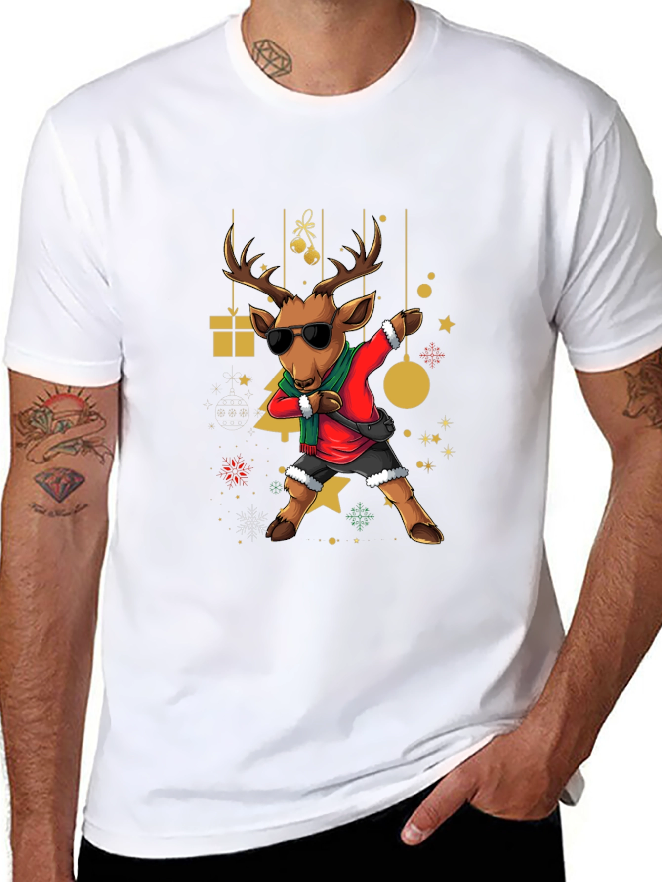 Festive Reindeer Dabbing T-Shirt