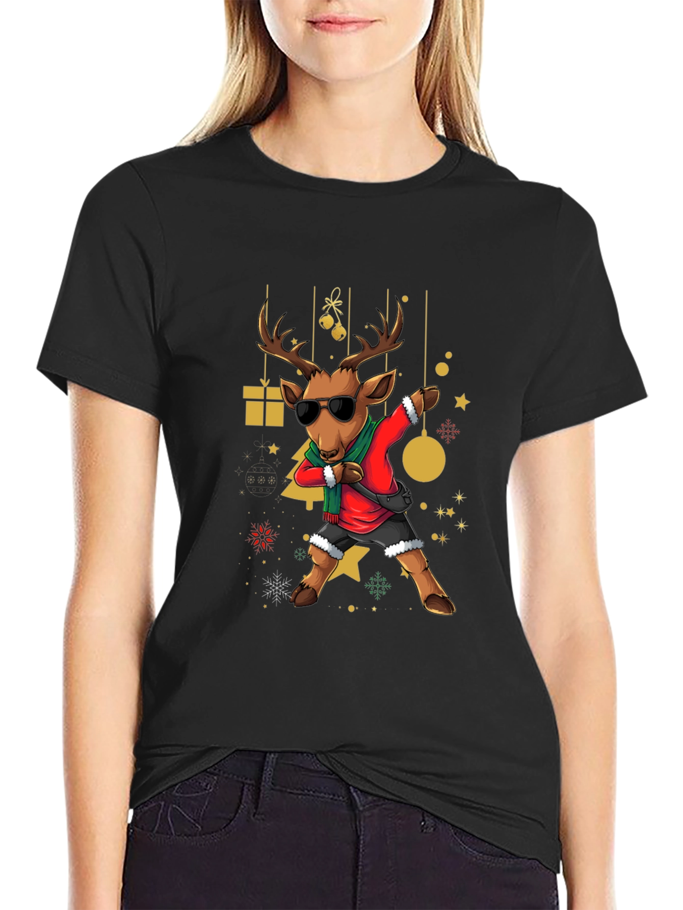 Festive Reindeer Dabbing T-Shirt