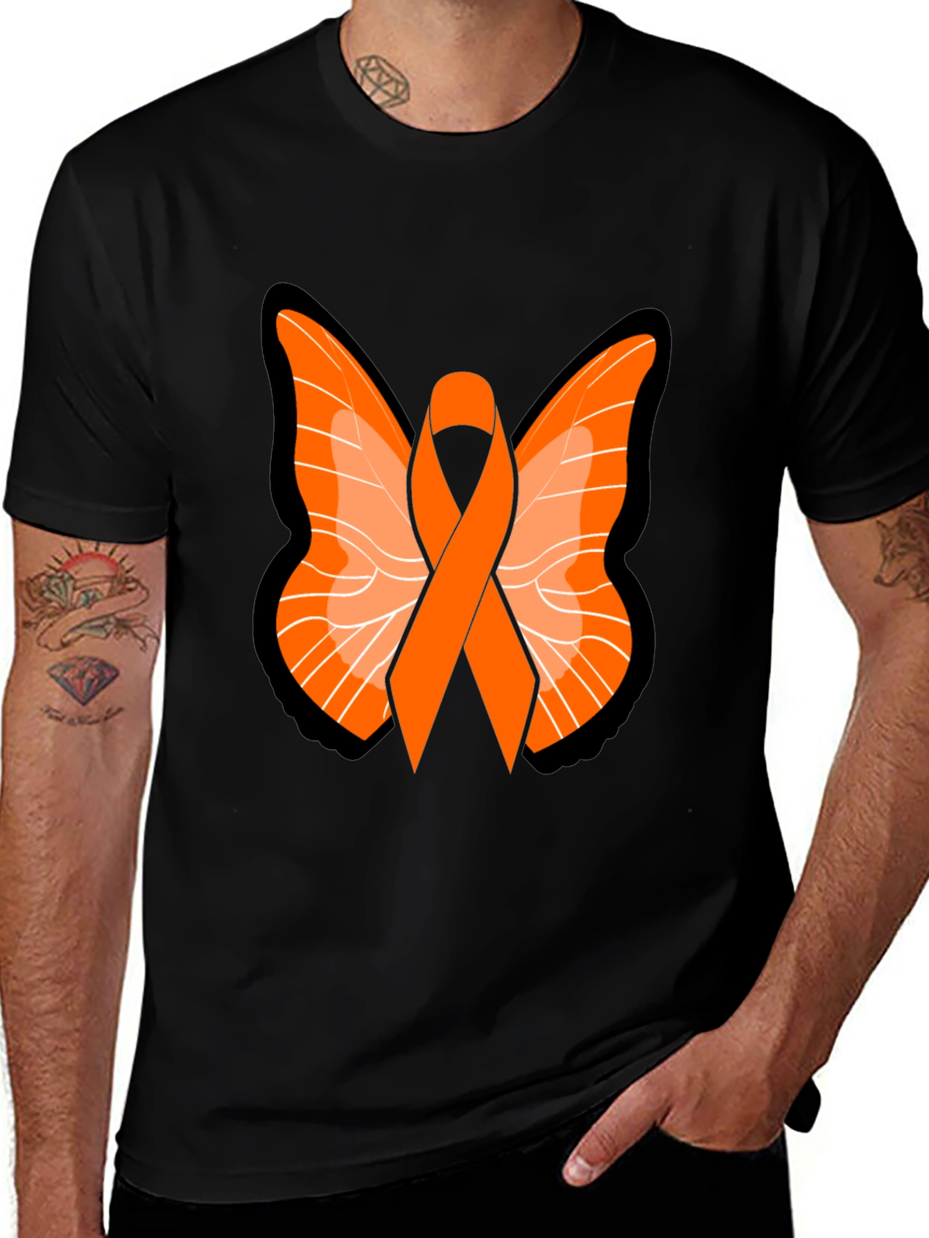 Orange Ribbon Butterfly Graphic Tee