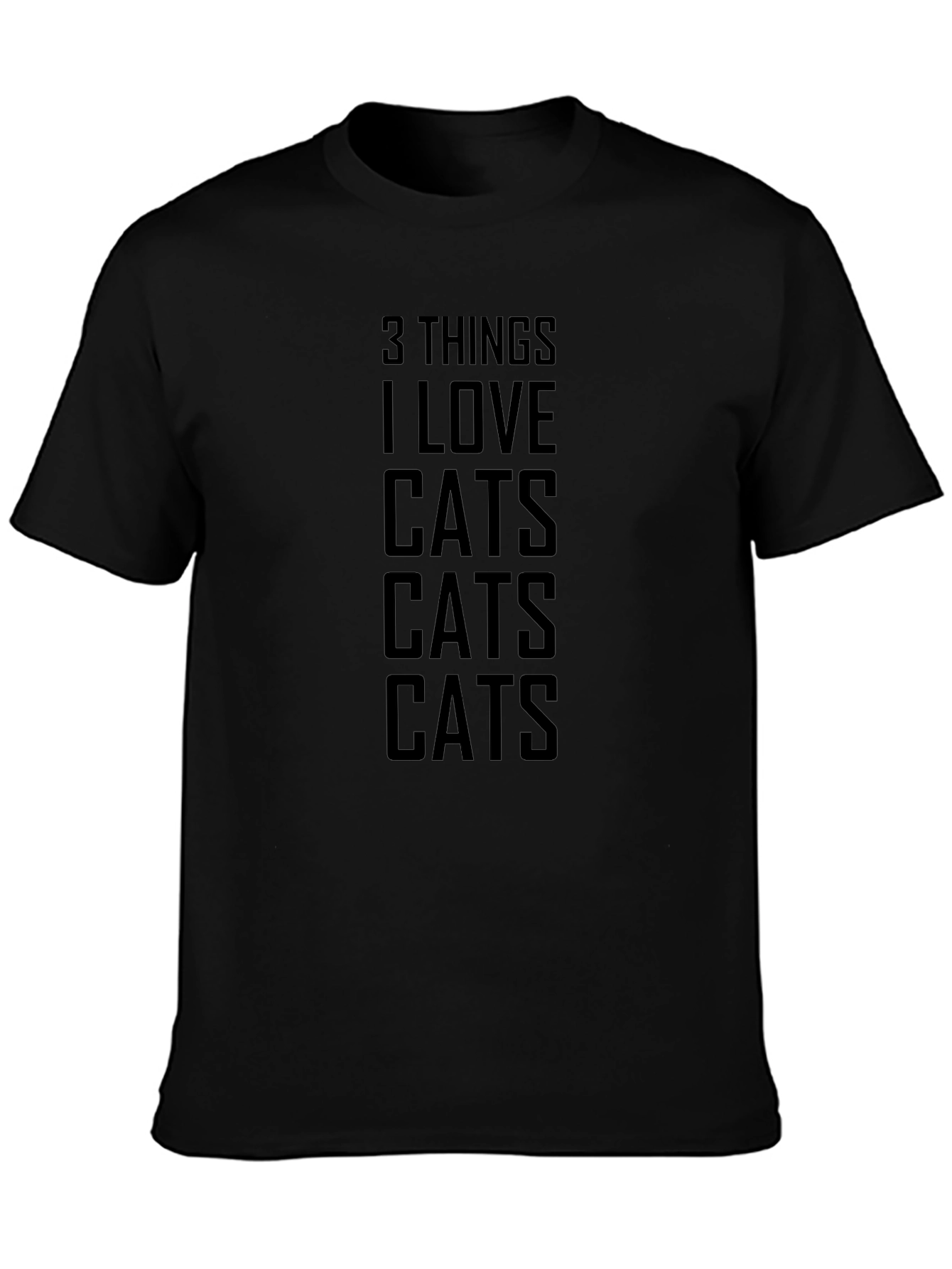 3 Things I Love Cats Graphic Tee - Black